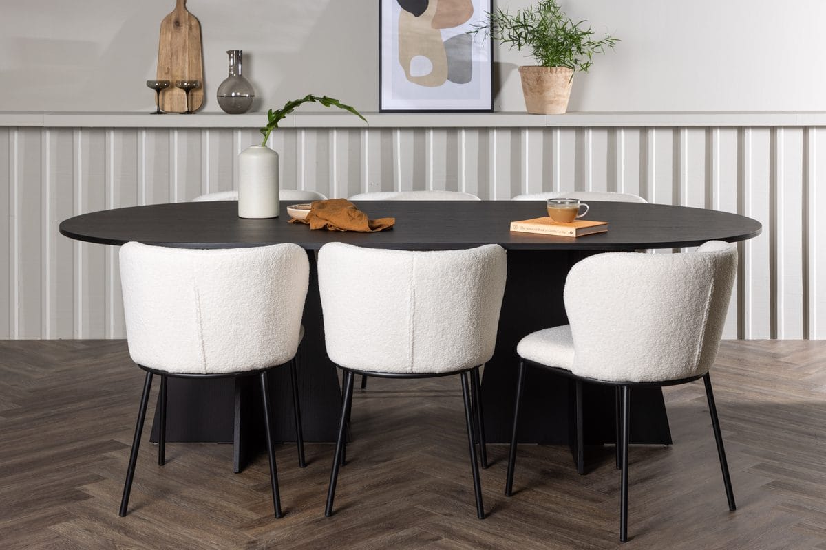 Bariso Matbord 230x115x75 cm Oval med 6 Edina Matstol -