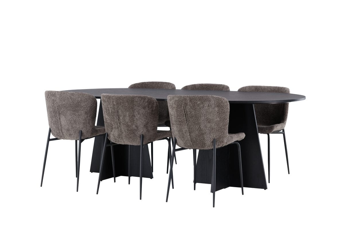Bariso Matbord 230x115x75 cm Oval med 6 Modesto Matstol -