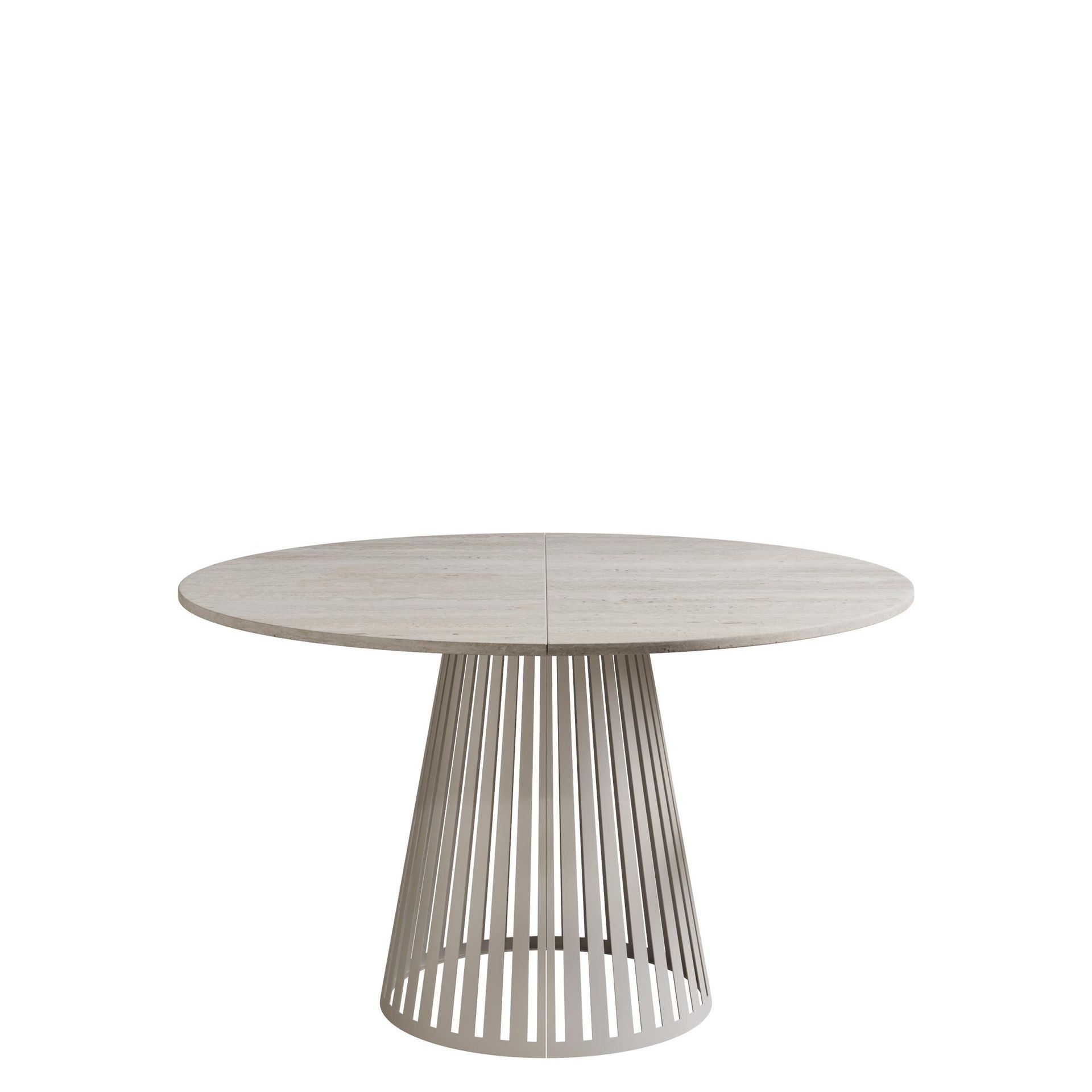Beylen Matbord Rund Förlängningsbart 120-196 cm - beige travertin