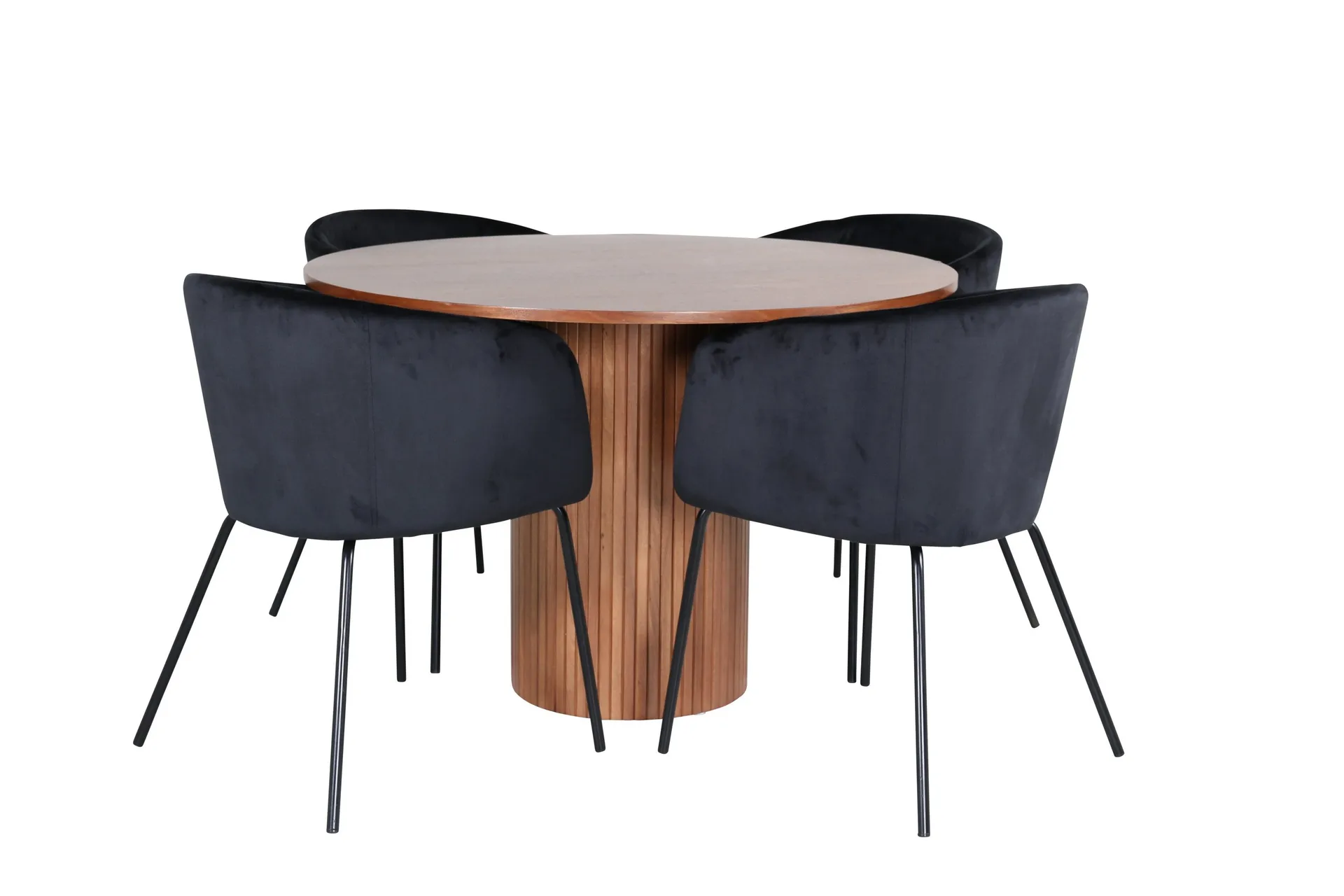 Bianca Matgrupp 110 cm Rund med 4 Berit stolar - Svart