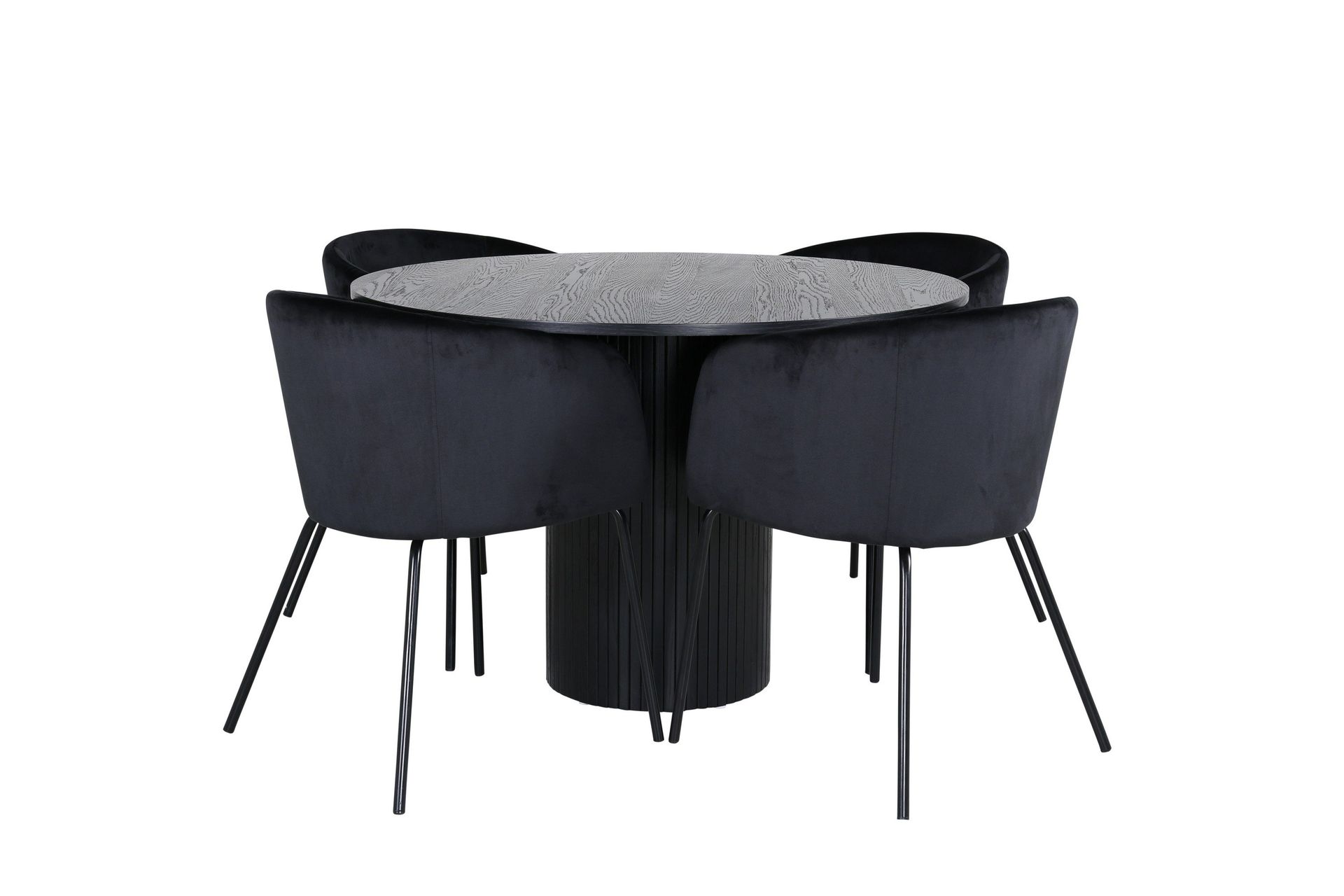 bianca matgrupp 110 cm rund med 4 berit stolar - svart