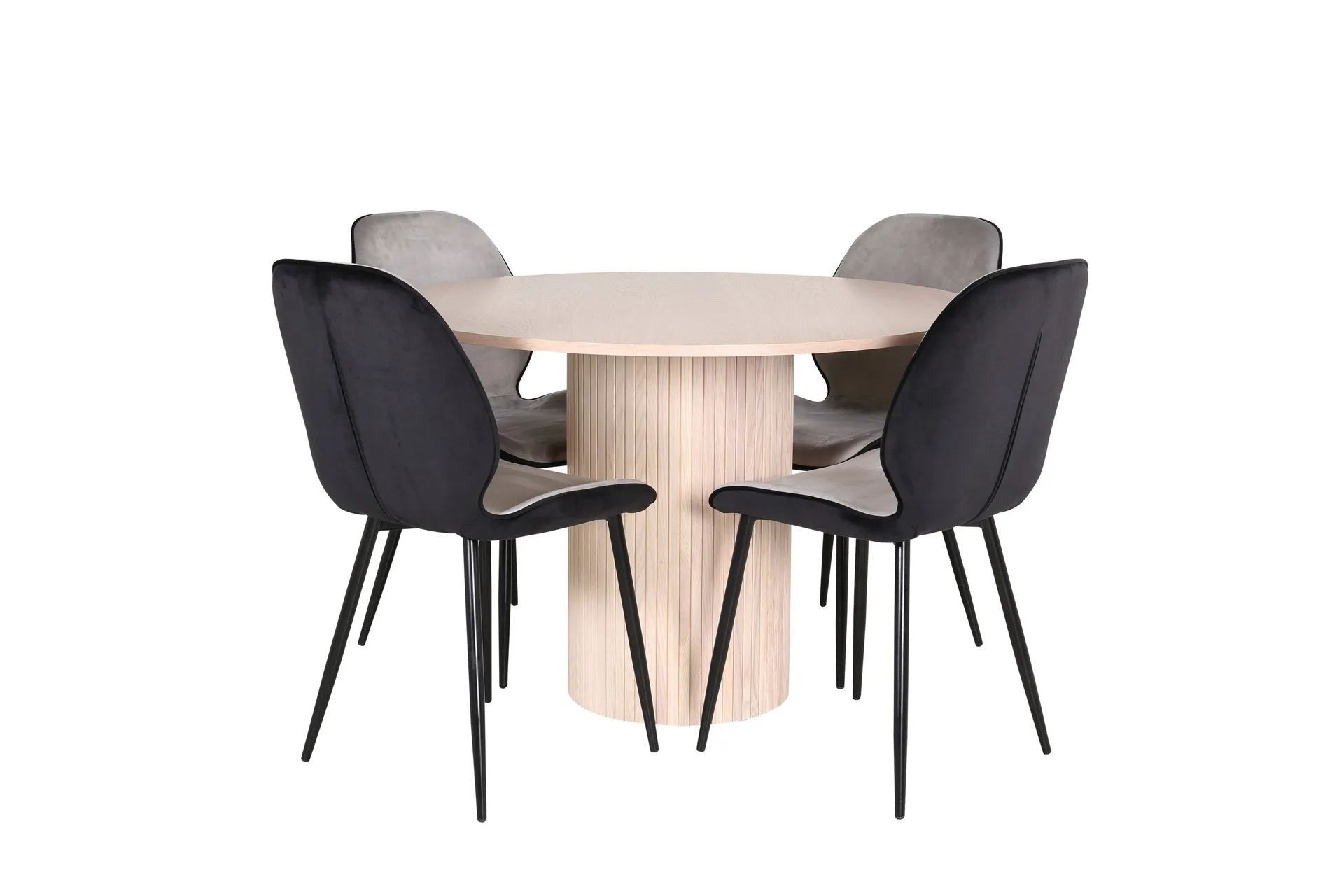 Bianca Matgrupp 110 cm Rund med 4 Emma stolar - Svart