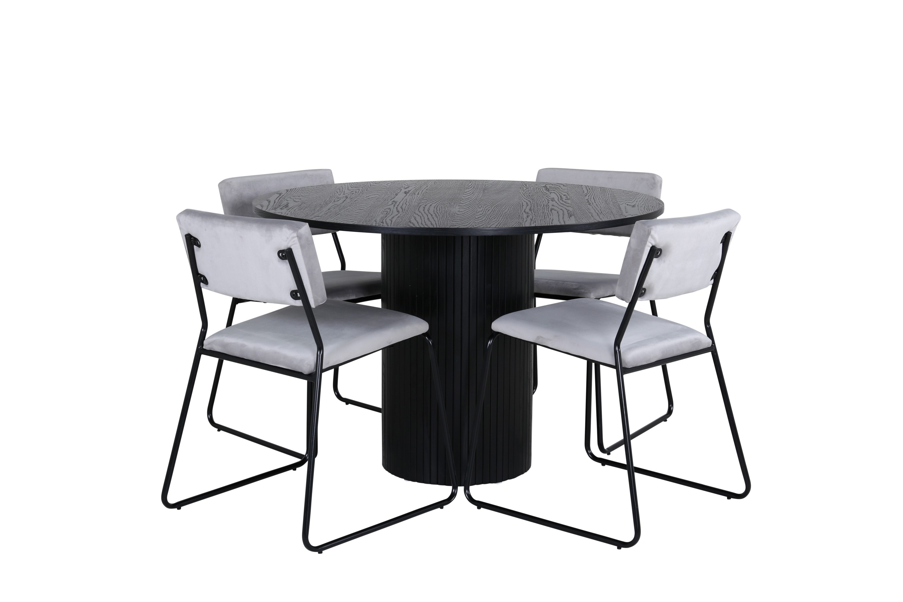 bianca matgrupp 110 cm rund med 4 kenth stolar - svart