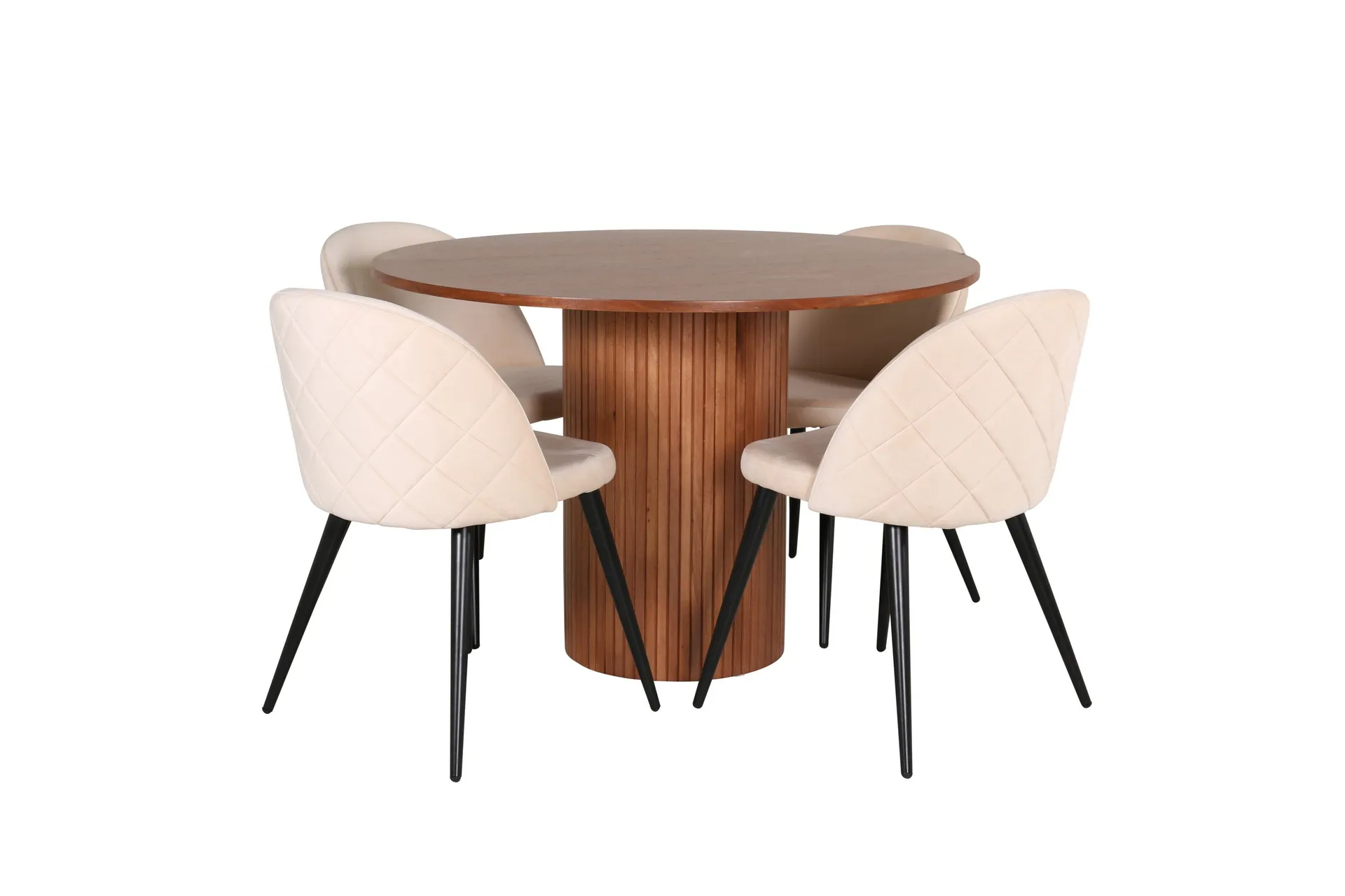 Bianca Matgrupp 110 cm Rund med 4 Velvet stolar - Beige