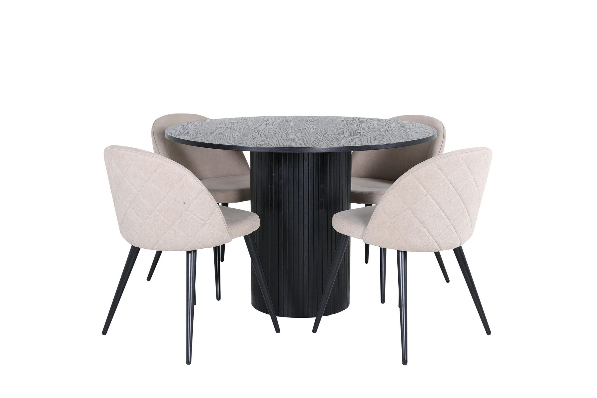 Bianca Matgrupp 110 cm Rund med 4 Velvet stolar - Beige