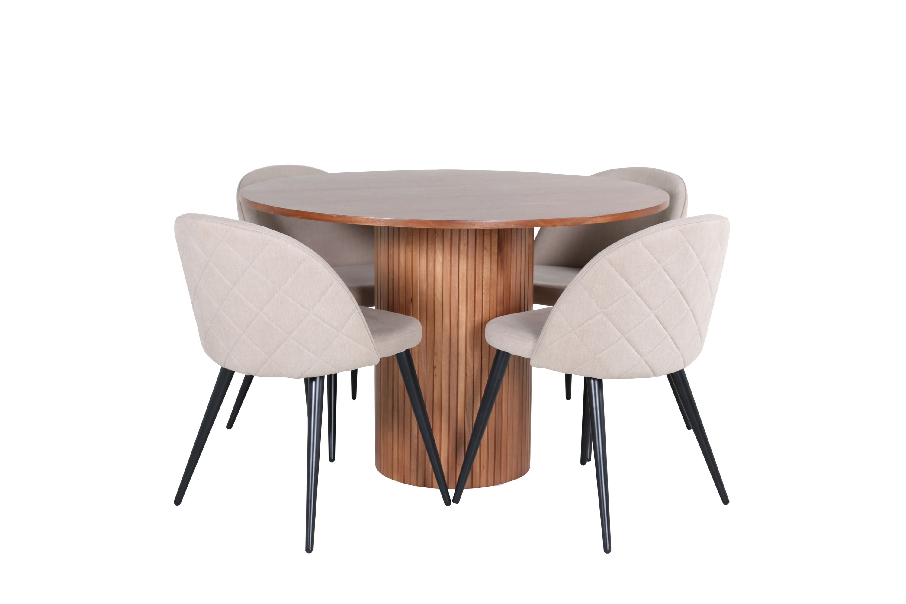 bianca matgrupp 110 cm rund med 4 velvet stolar - beige