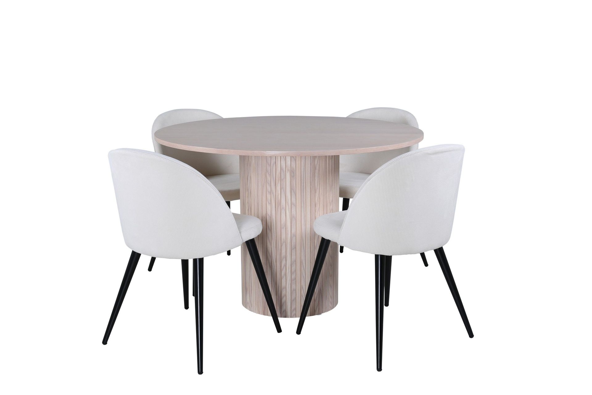 Bianca Matgrupp 110 cm Rund med 4 Velvet stolar - Beige