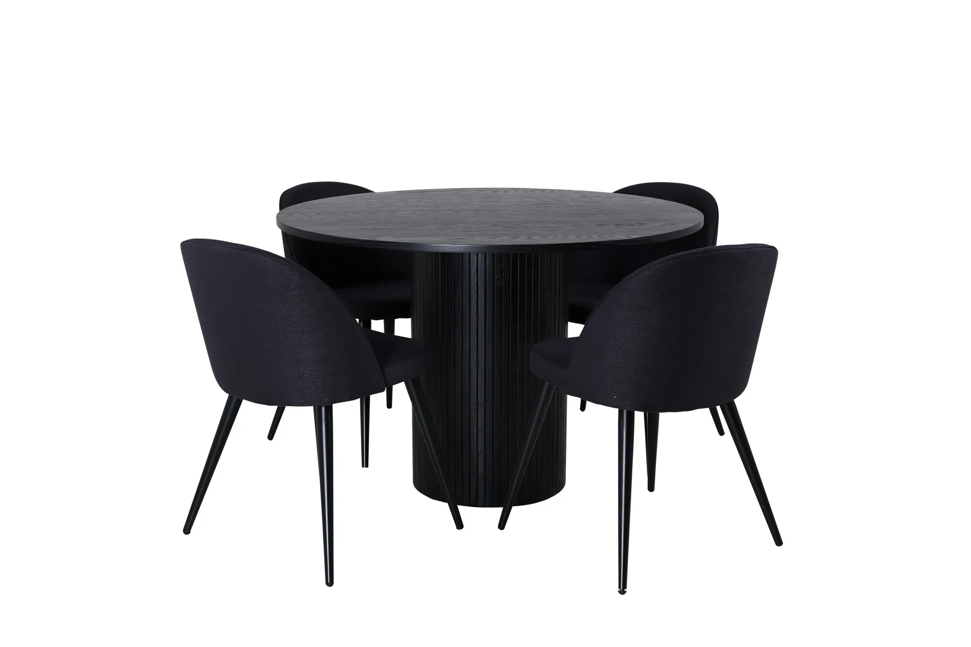 Bianca Matgrupp 110 cm Rund med 4 Velvet stolar - Svart