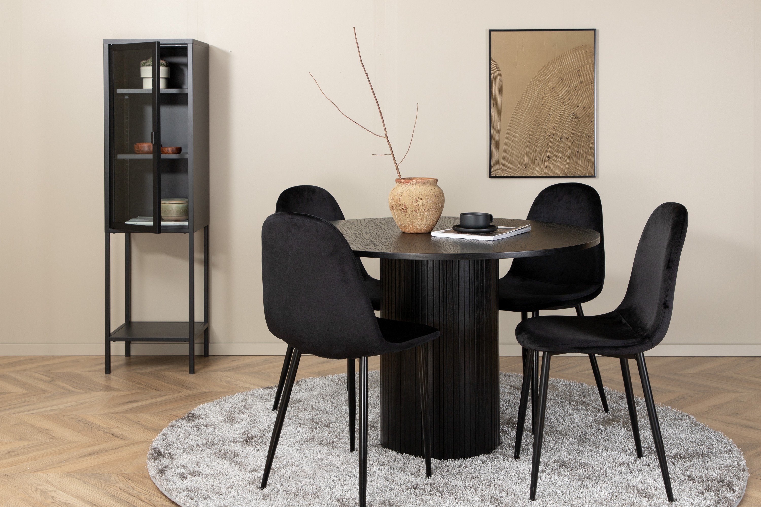 bianca matgrupp 110 cm rund med 4 polar stolar - svart