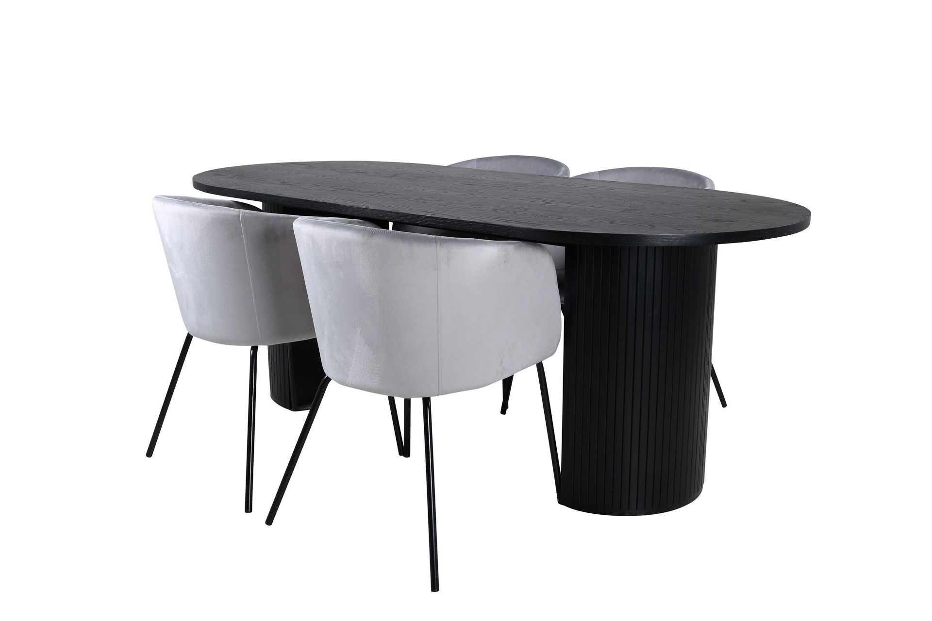 Bianca Matgrupp 200 cm Oval med 4 Berit stolar - Svart