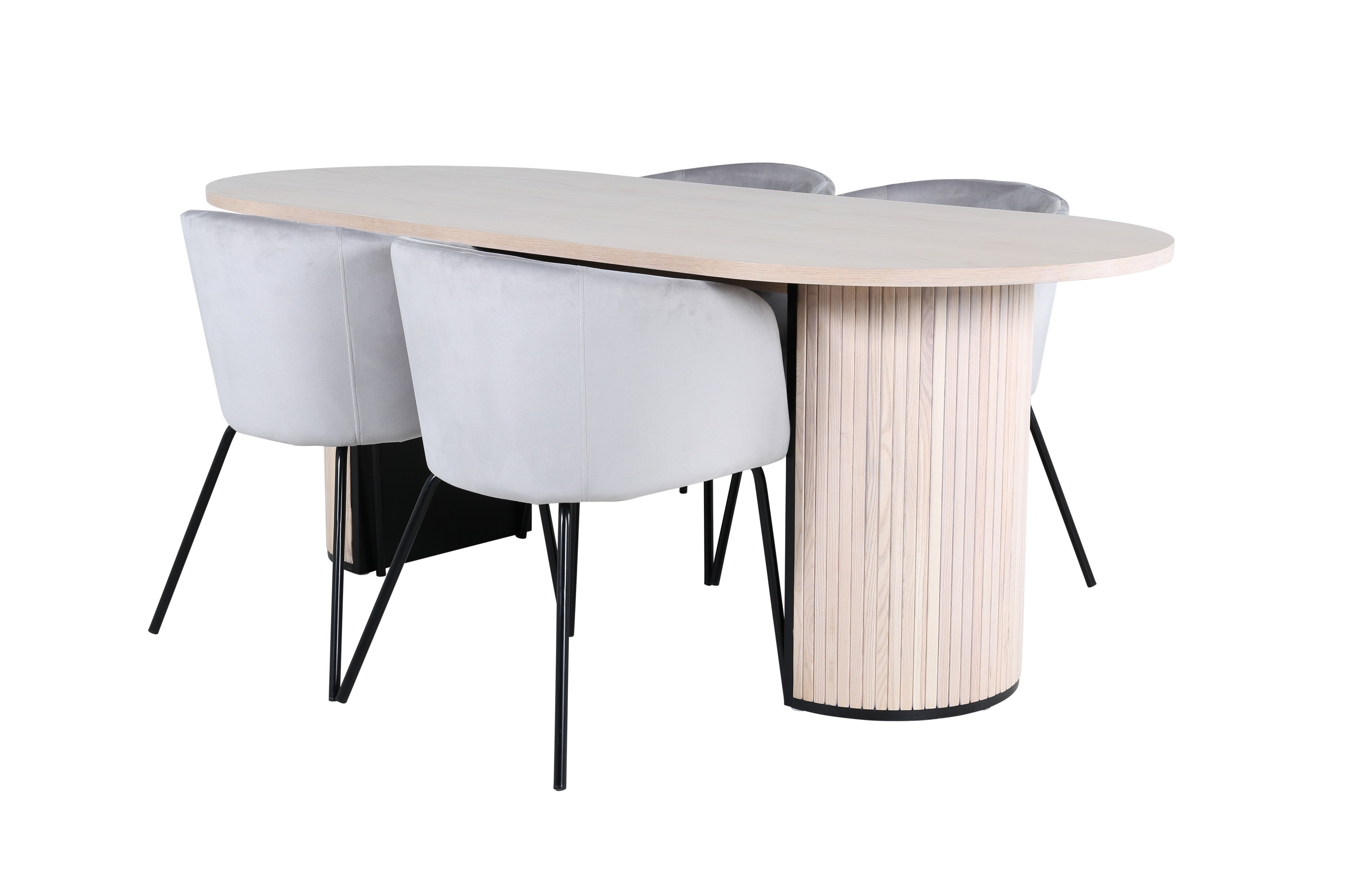 bianca matgrupp 200 cm oval med 4 berit stolar - svart