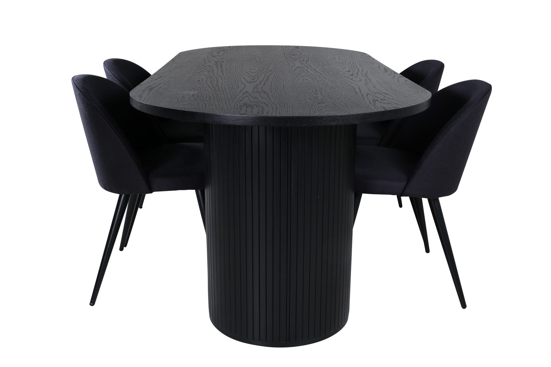 Bianca Matgrupp 200 cm Oval med 4 Velvet stolar - Svart