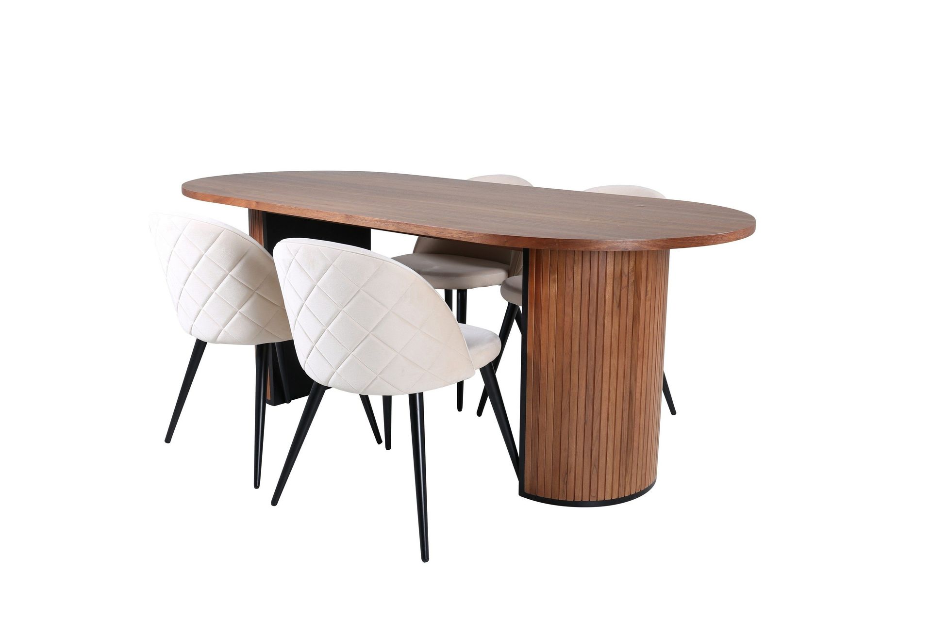 Bianca Matgrupp 200 cm Oval med 4 Velvet stolar - Svart