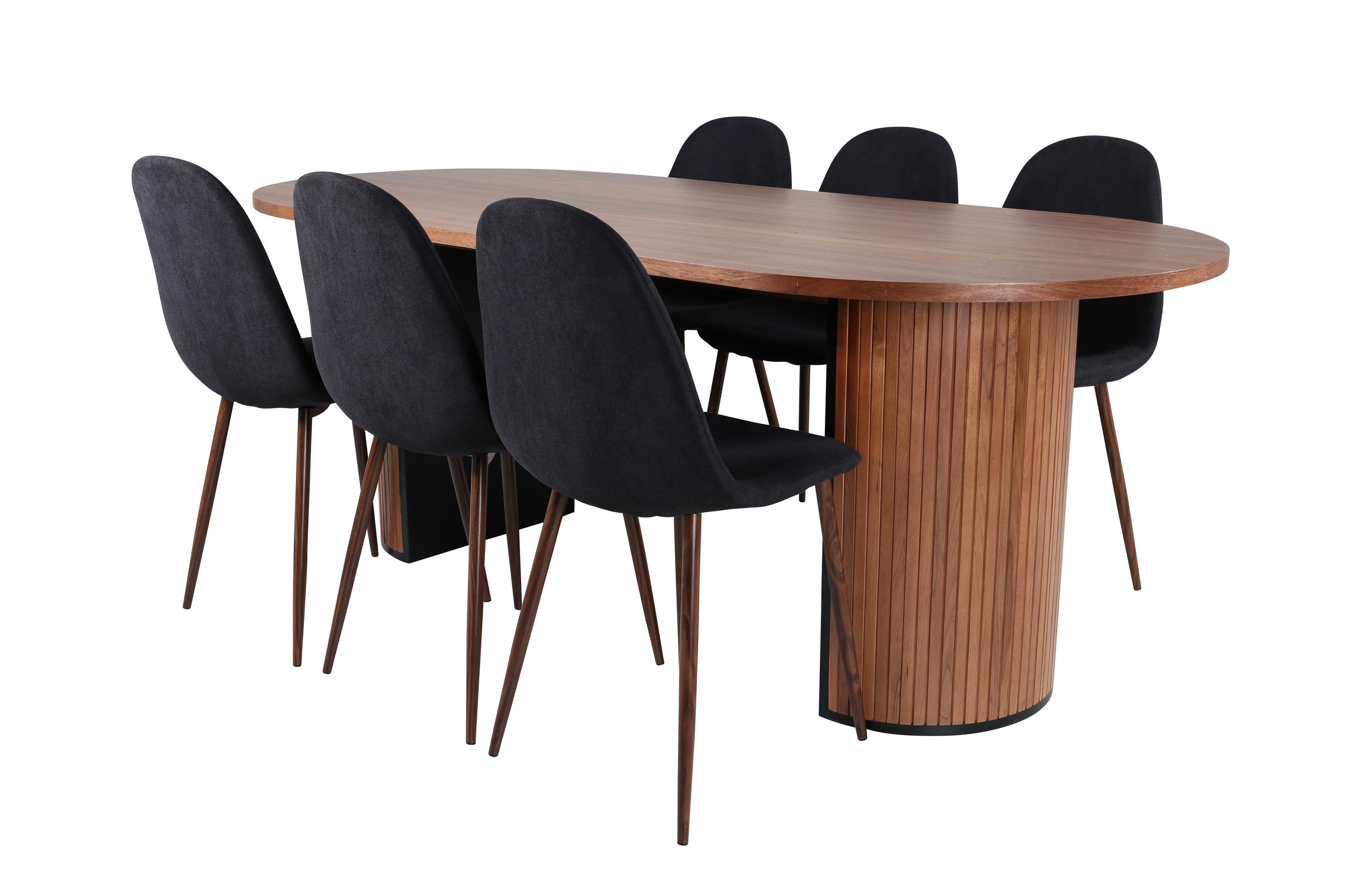 Bianca Matgrupp 200 cm Oval med 6 Polar stolar Svart