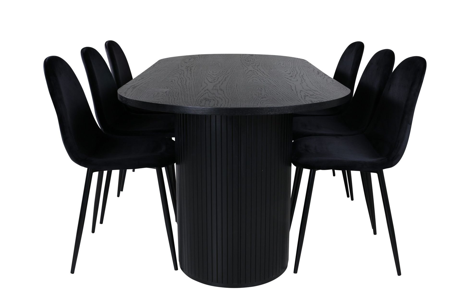 Bianca Matgrupp 200 cm Oval med 6 Polar stolar - Svart