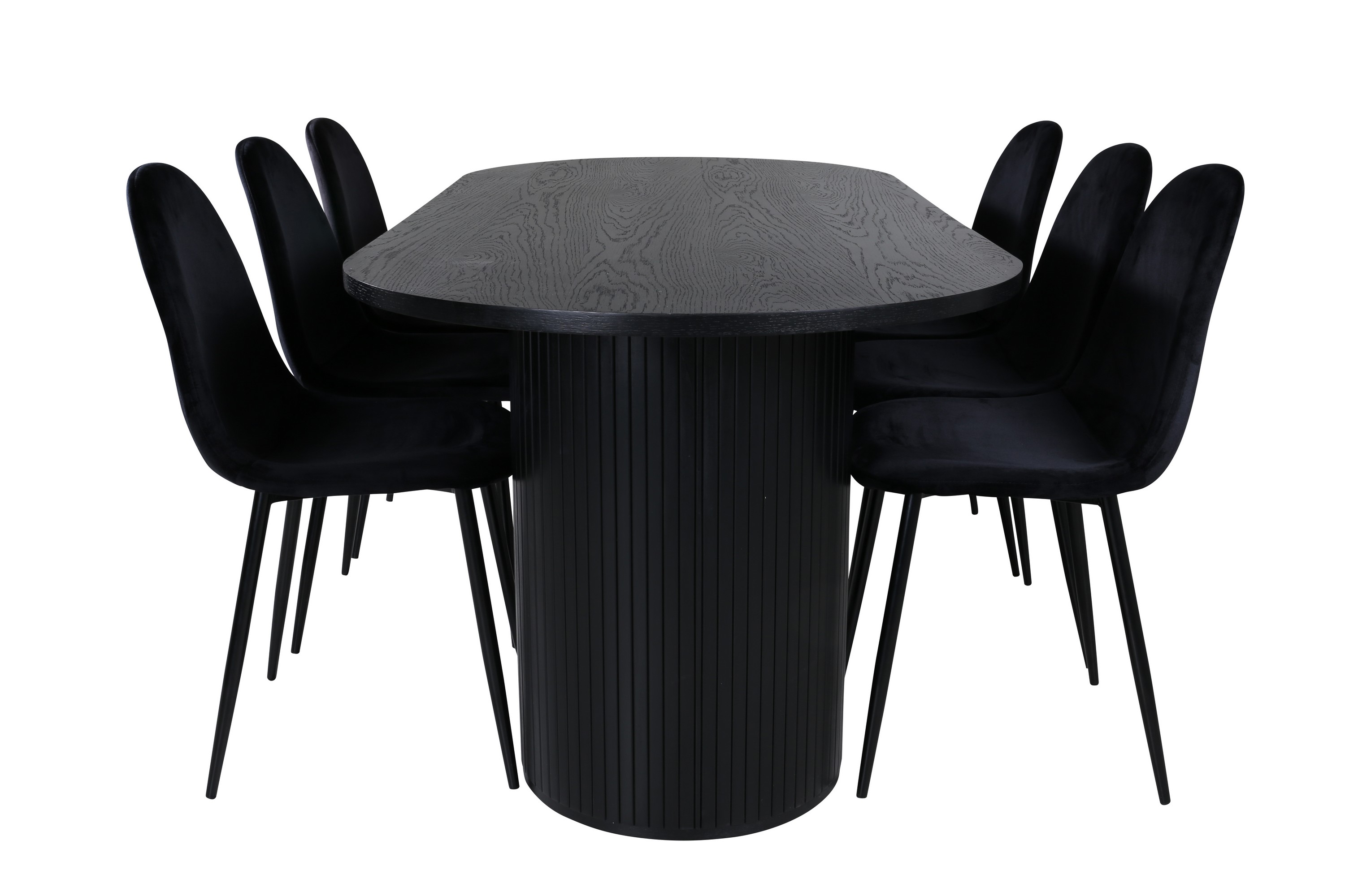 bianca matgrupp 200 cm oval med 6 polar stolar - svart