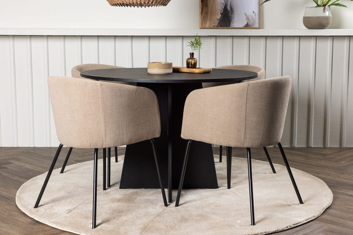 Bootcut Matbord 110 cm Runt med 4 Berit Karmstol med Armst&ouml;d -