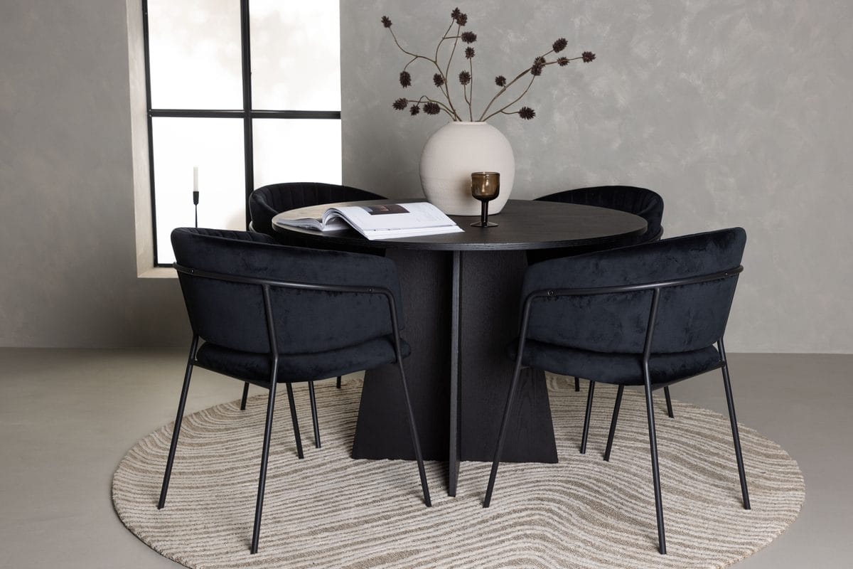 Bootcut Matbord 110 cm Runt med 4 Selma Matstol -