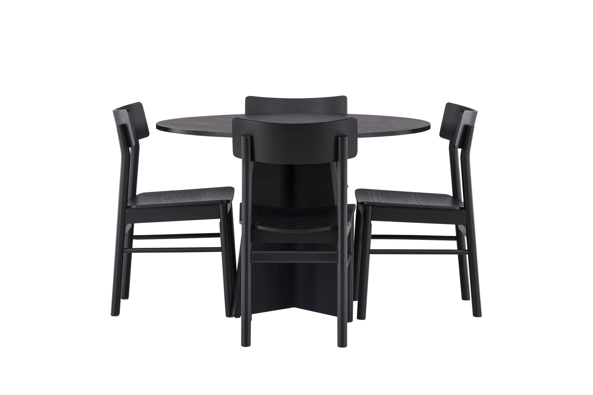 Bootcut Matgrupp + 4 stolar Rund - Svart