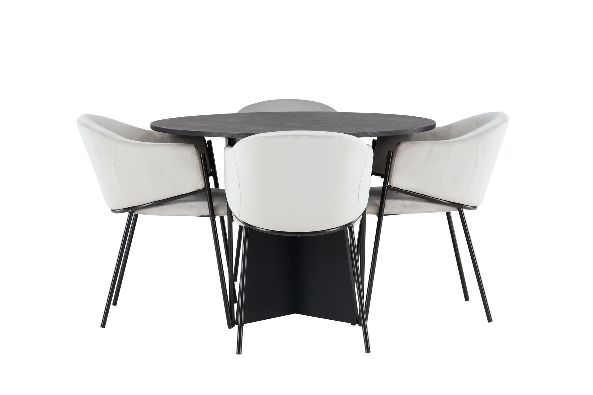 bootcut matgrupp 110 cm rund med 4 evelina stolar - svart