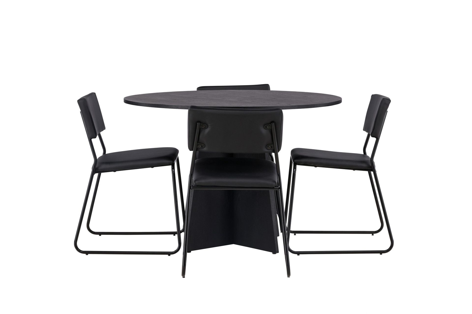 Bootcut Matgrupp 110 cm Rund med 4 Kenth Stolar - Svart