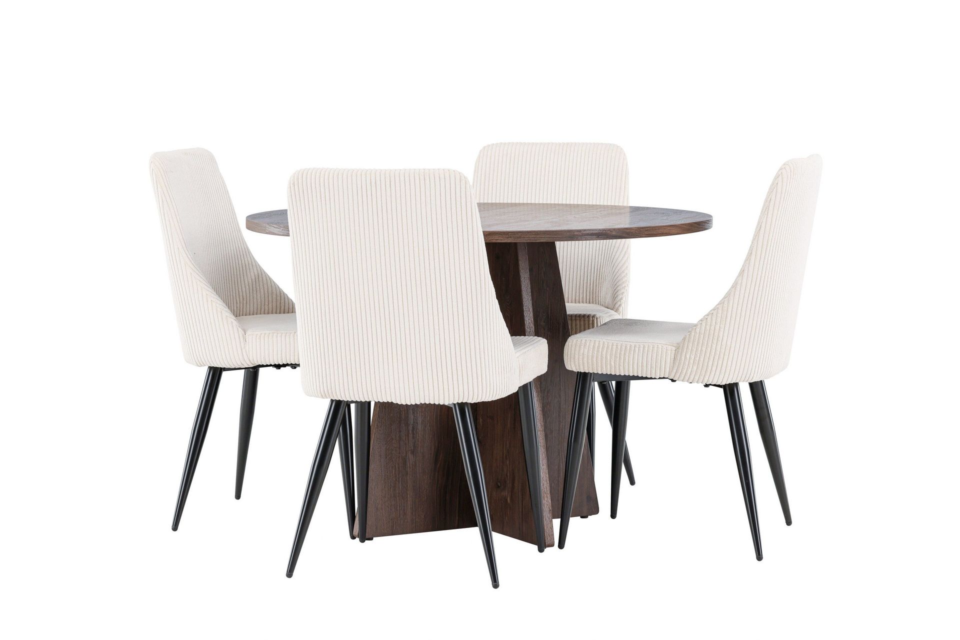 Bootcut Matgrupp 110 cm Rund med 4 Leone stolar - Mocca/Beige