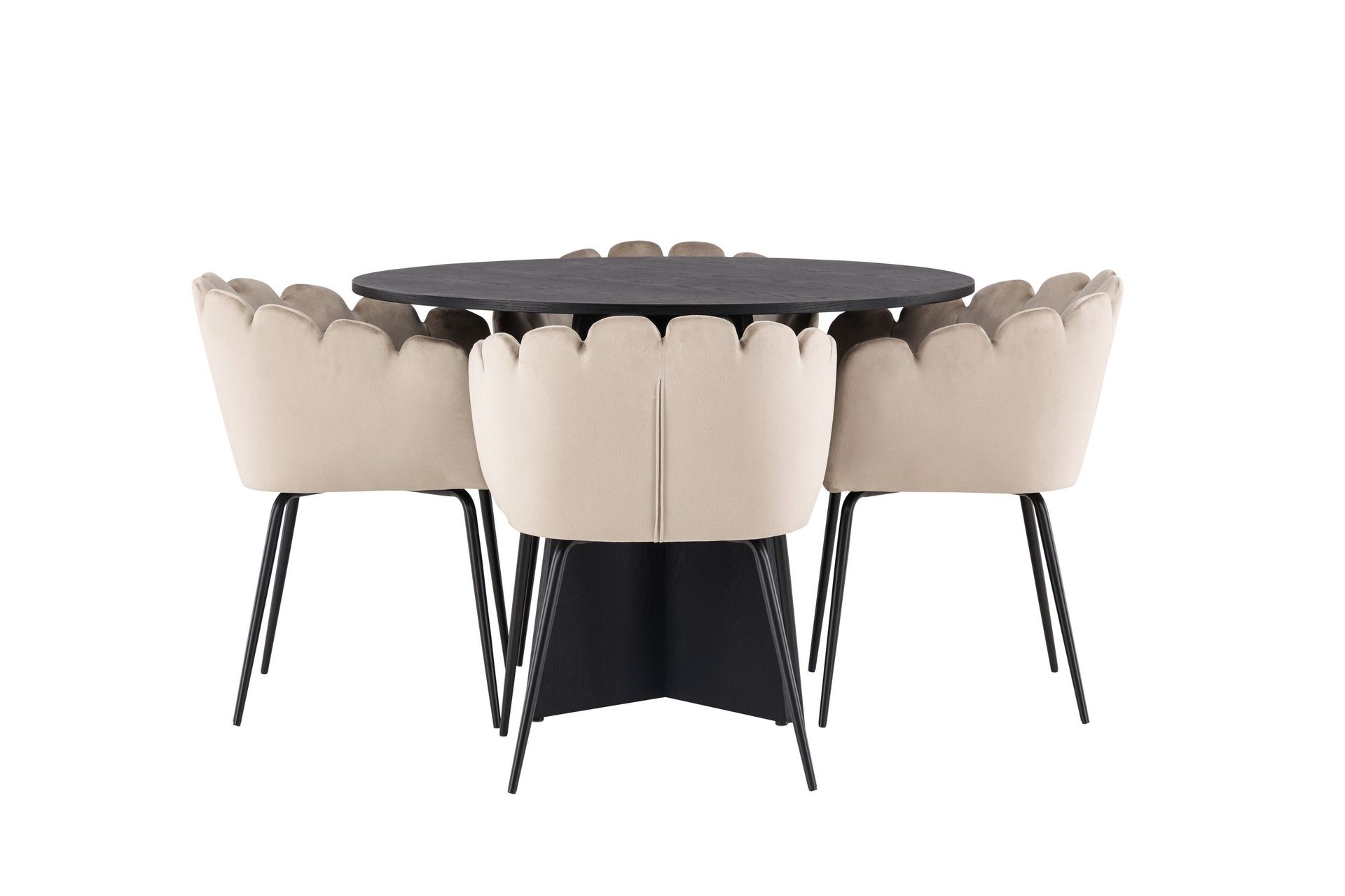 Bootcut Matgrupp 110 cm Rund med 4 Limhamn stolar - Beige