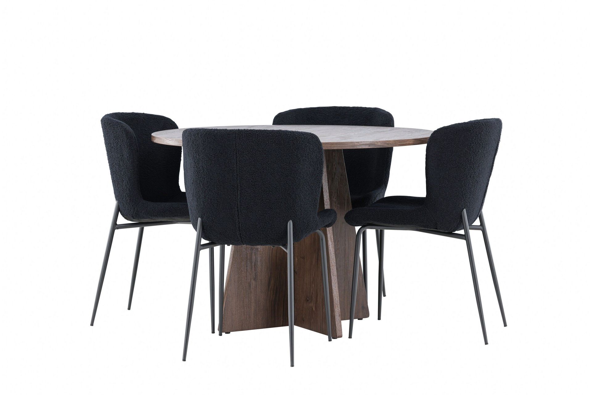 Bootcut Matgrupp 110 cm Rund med 4 Modesto stolar - Mocca/Svart