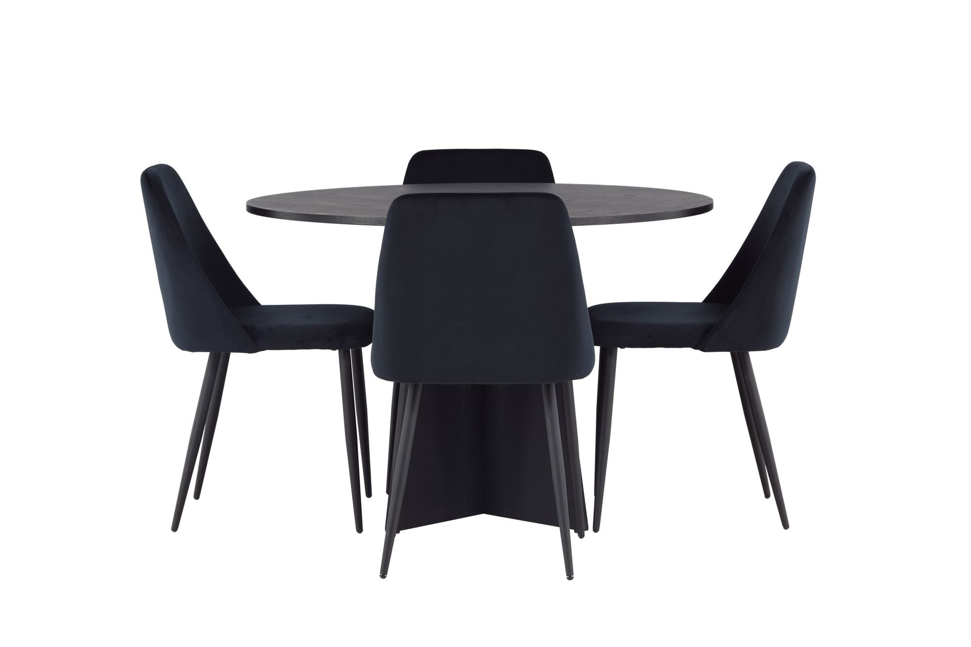 bootcut matgrupp 110 cm rund med 4 night stolar - svart