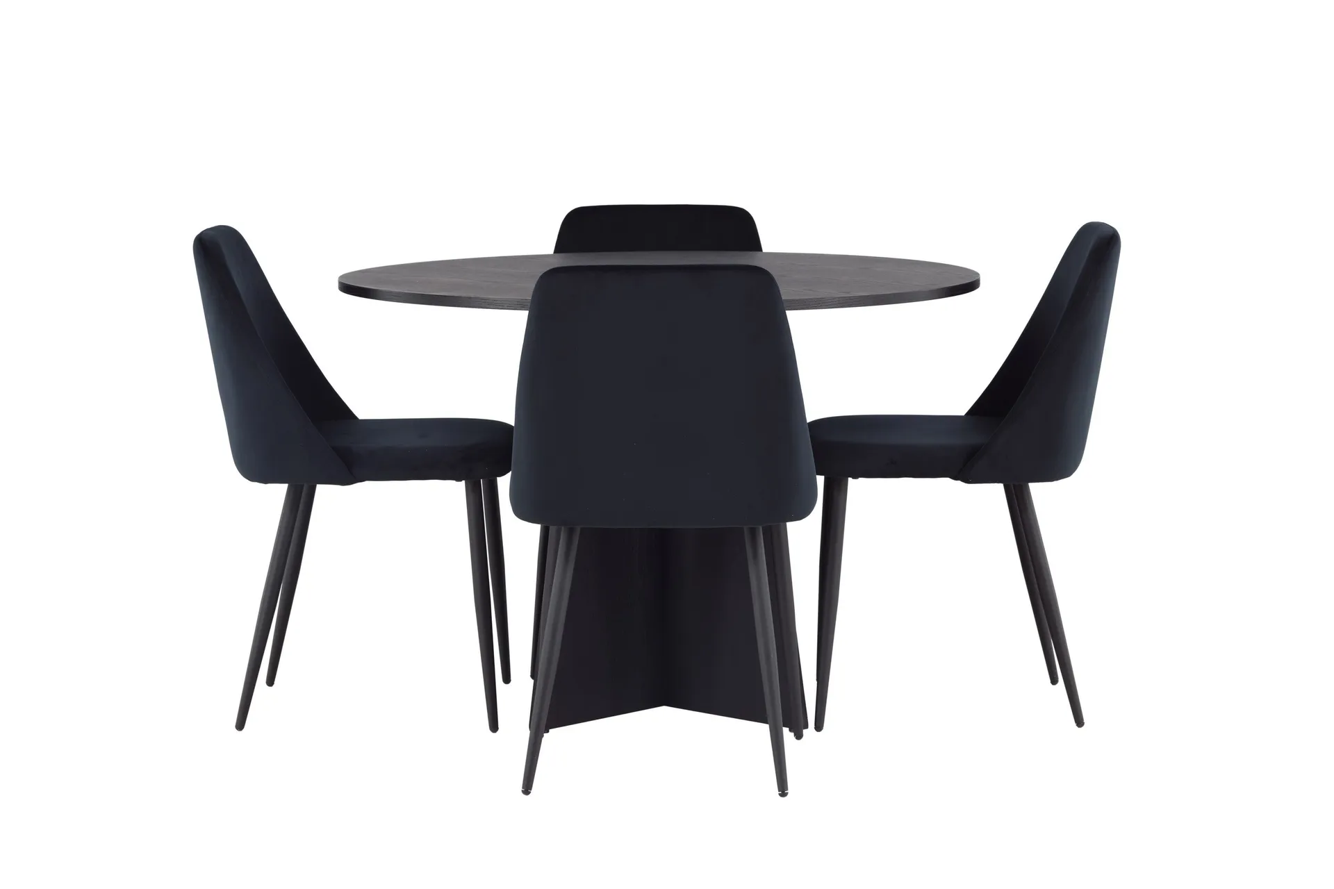 Bootcut Matgrupp 110 cm Rund med 4 Night stolar - Svart