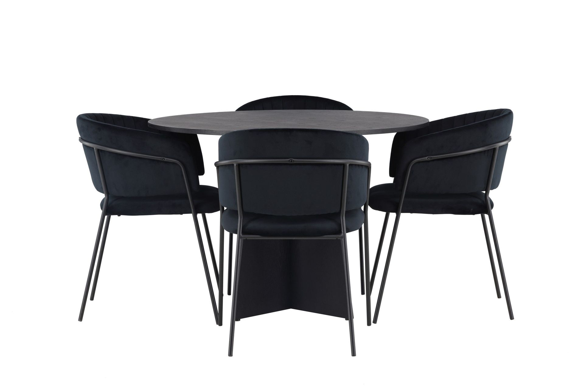 Bootcut Matgrupp 110 cm Rund med 4 Selma Stolar - Svart