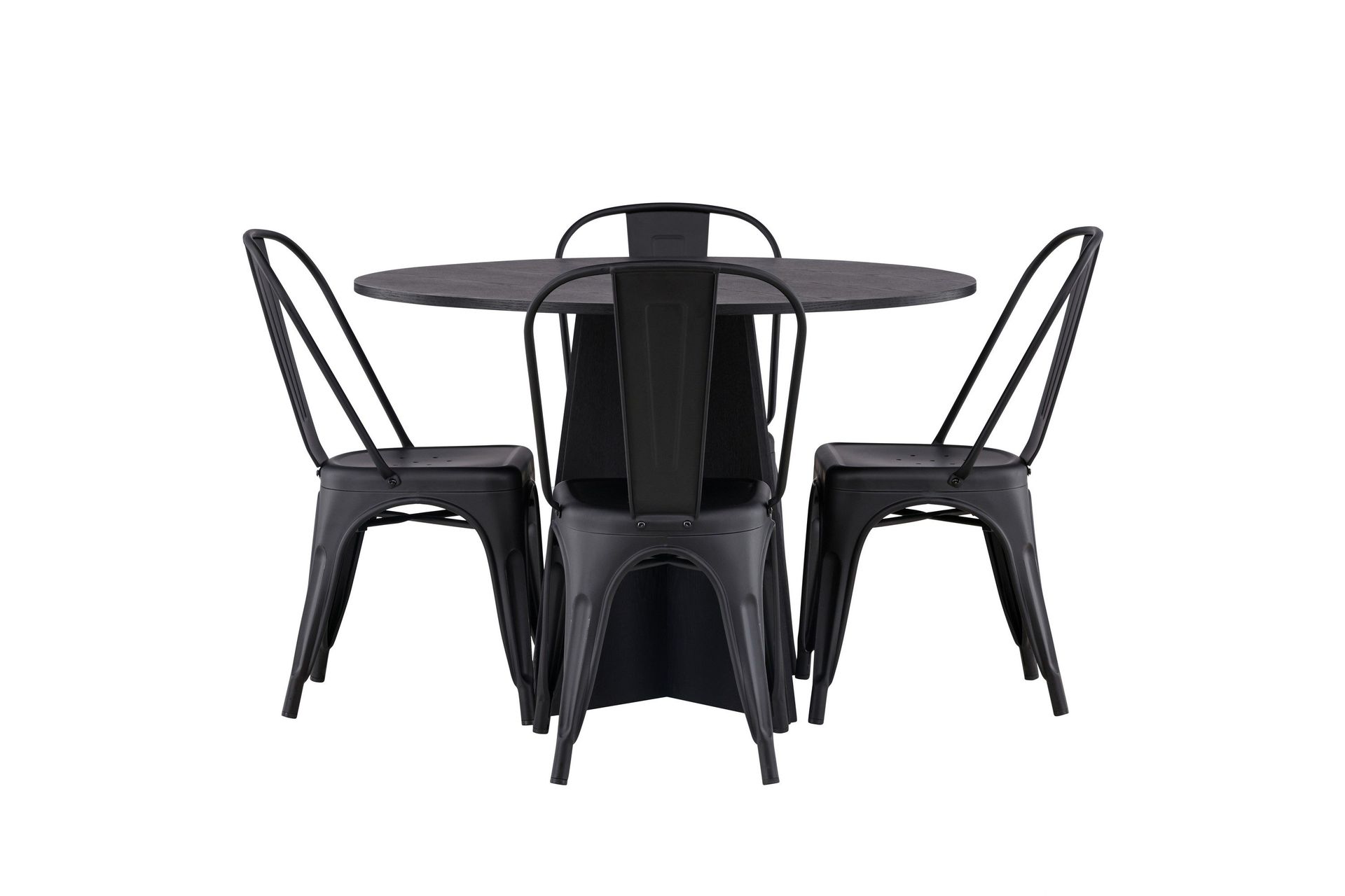 Bootcut Matgrupp 110 cm Rund med 4 Tempe Stolar - Svart