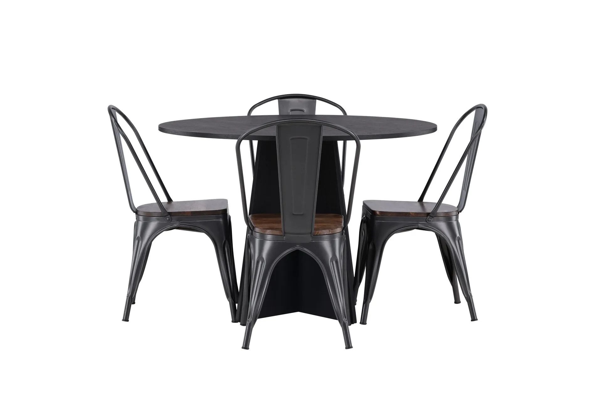 Bootcut Matgrupp 110 cm Rund med 4 Tempe stolar - Svart