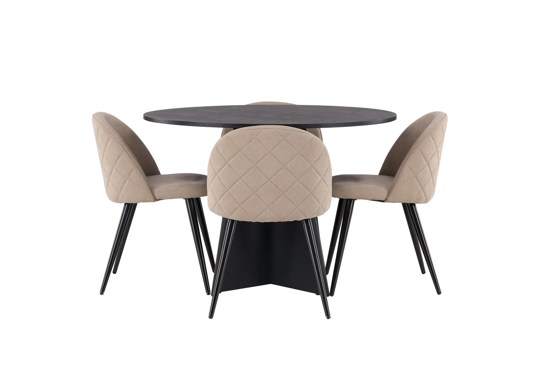 Bootcut Matgrupp 110 cm Rund med 4 Velvet stolar - Beige