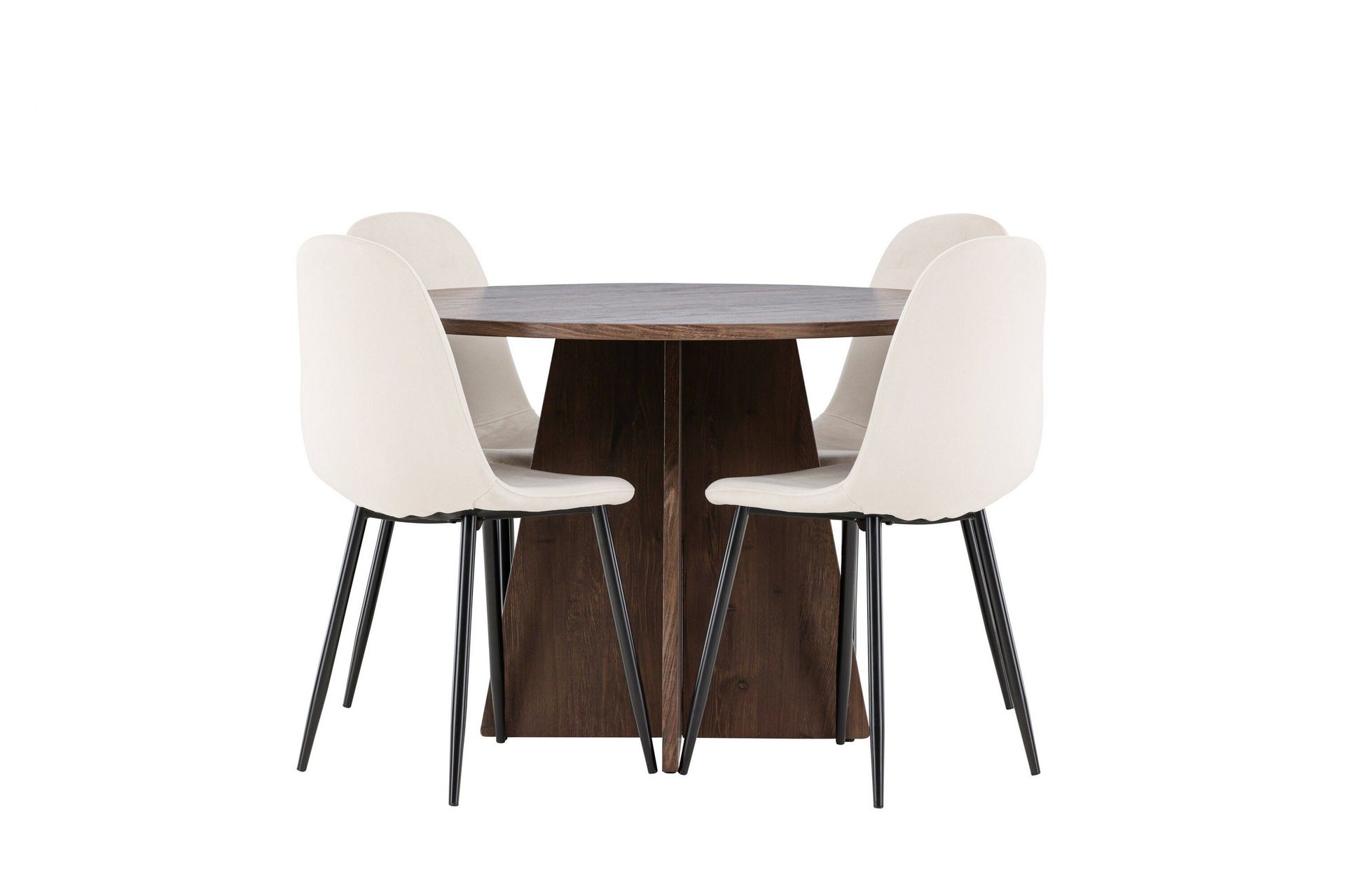 Bootcut Matgrupp 110 cm Rund med 4 Polar stolar - Mocca/Beige