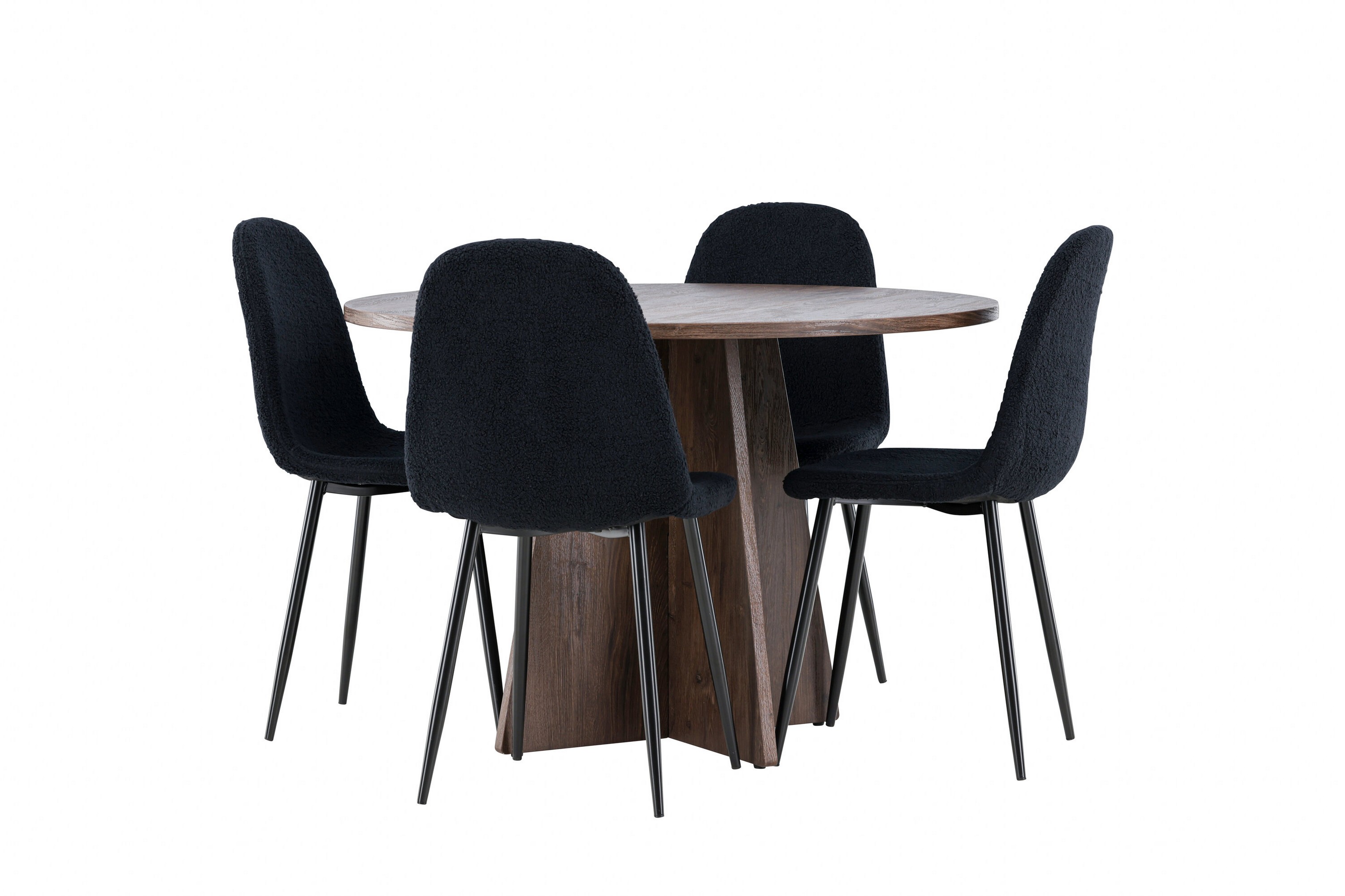 bootcut matgrupp 110 cm rund med 4 polar stolar - mocca/svart