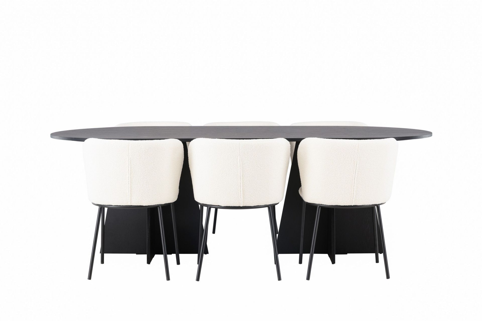 Bootcut Matgrupp 230 cm Oval med 6 Edina Stolar - Svart