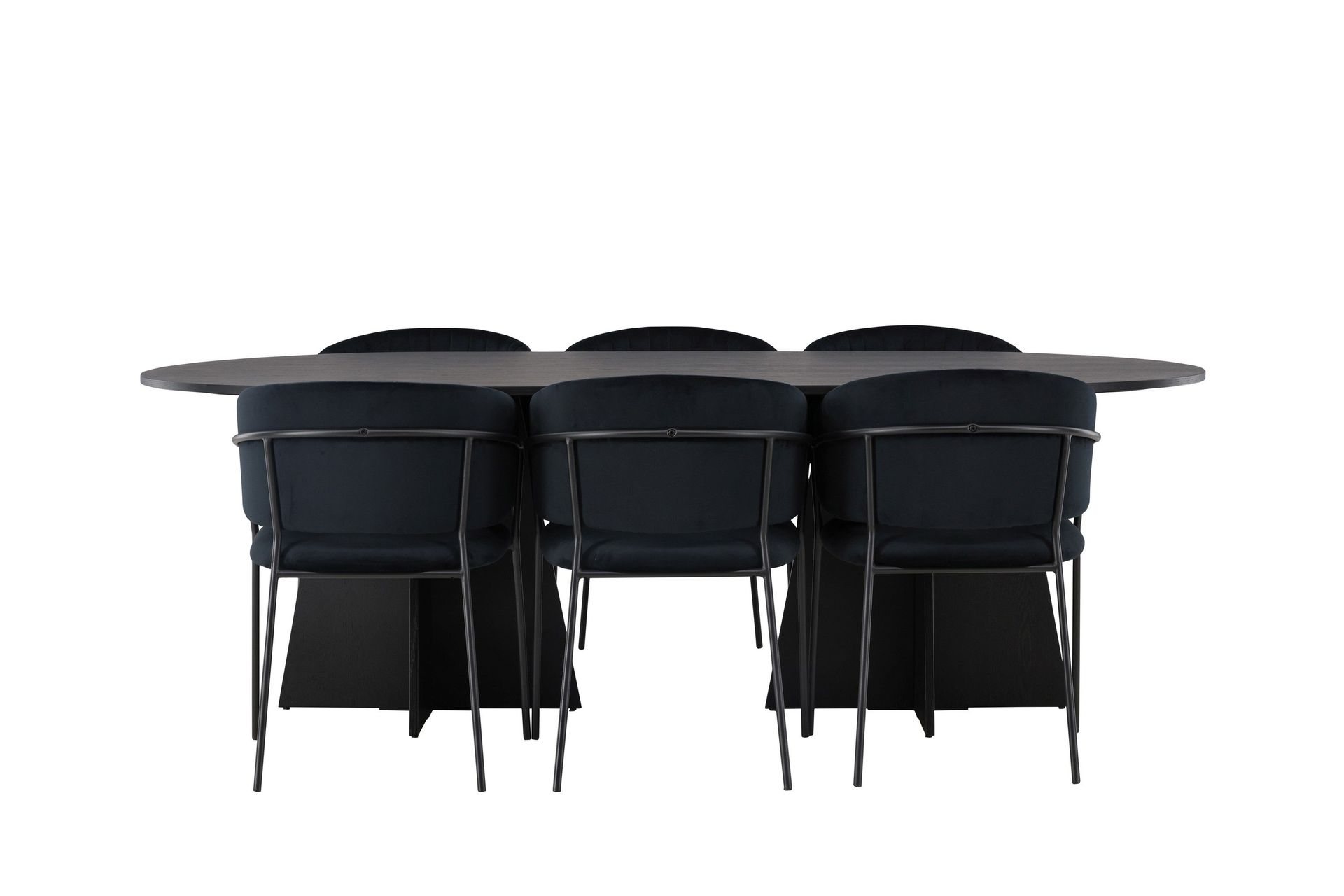 Bootcut Matgrupp 230 cm Oval med 6 Selma Stolar - Svart