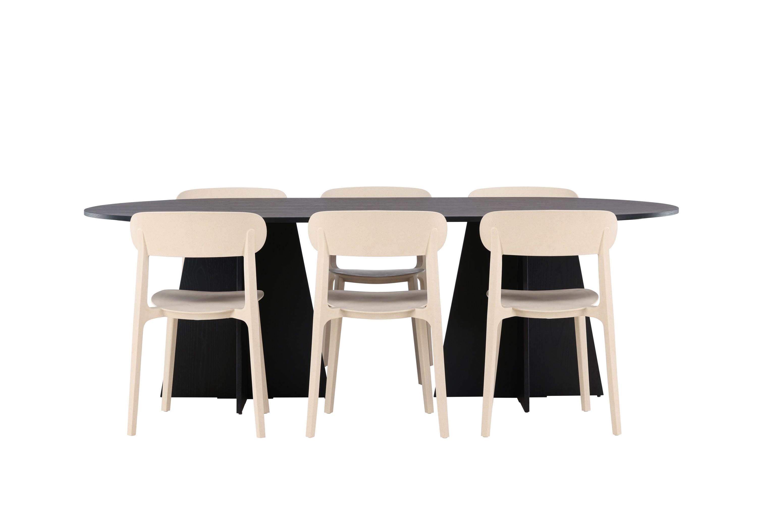 Bootcut Matgrupp 230 cm Oval med 6 stol stolar Svart
