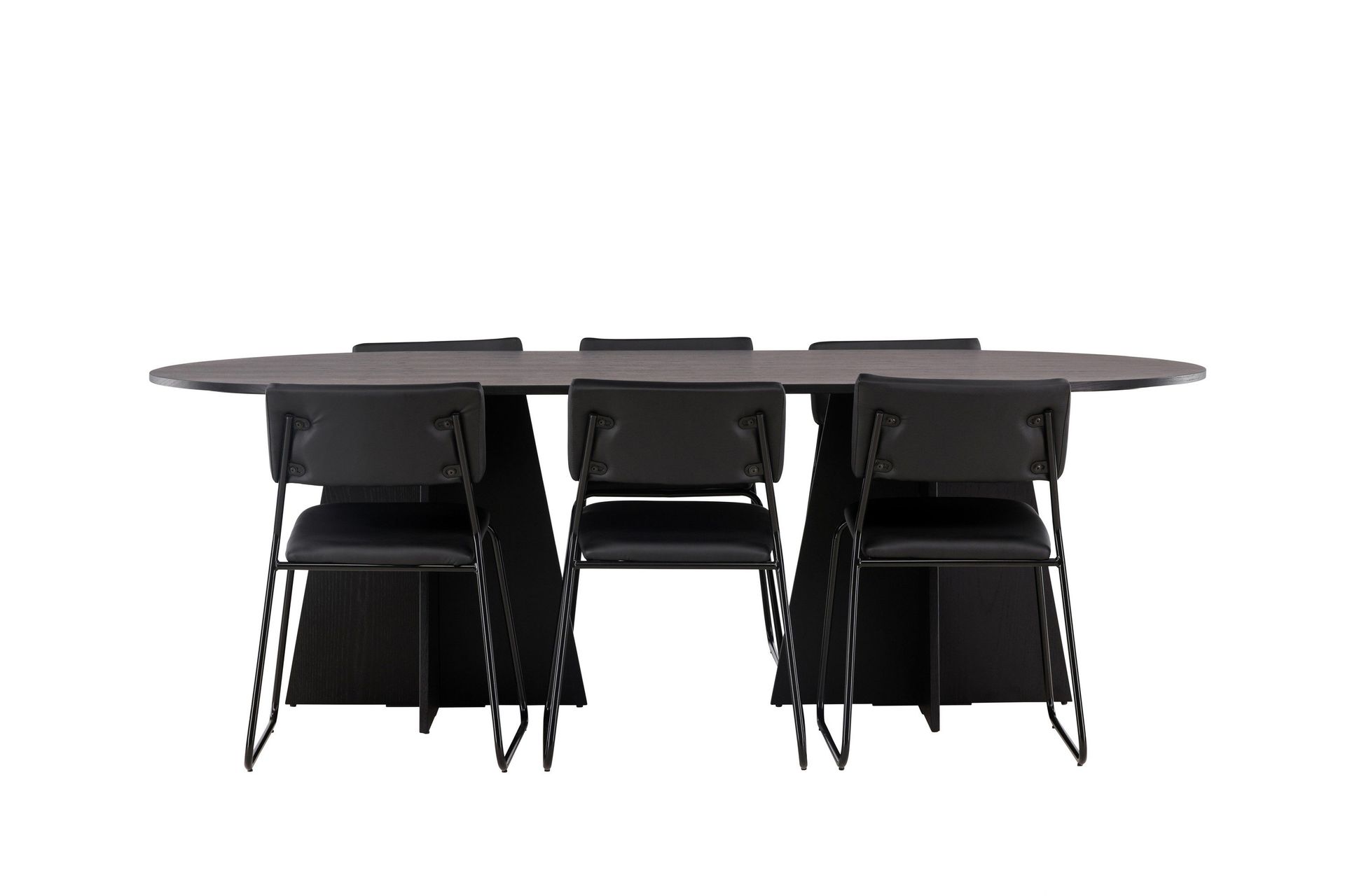 Bootcut Matgrupp 230 cm Rektangul&auml;r med 6 Kenth Stolar - Svart