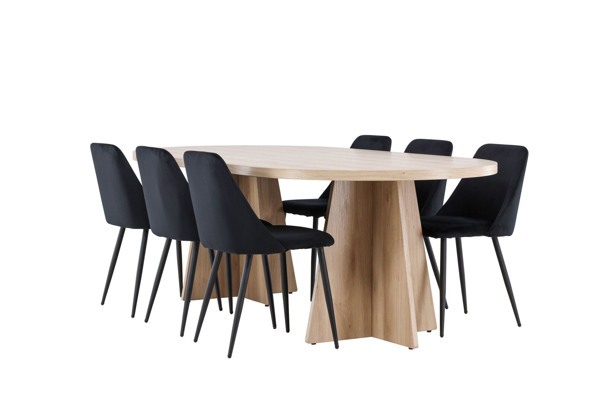 bootcut matgrupp 230 cm rektangulär med 6 night stolar - whitewash/svart