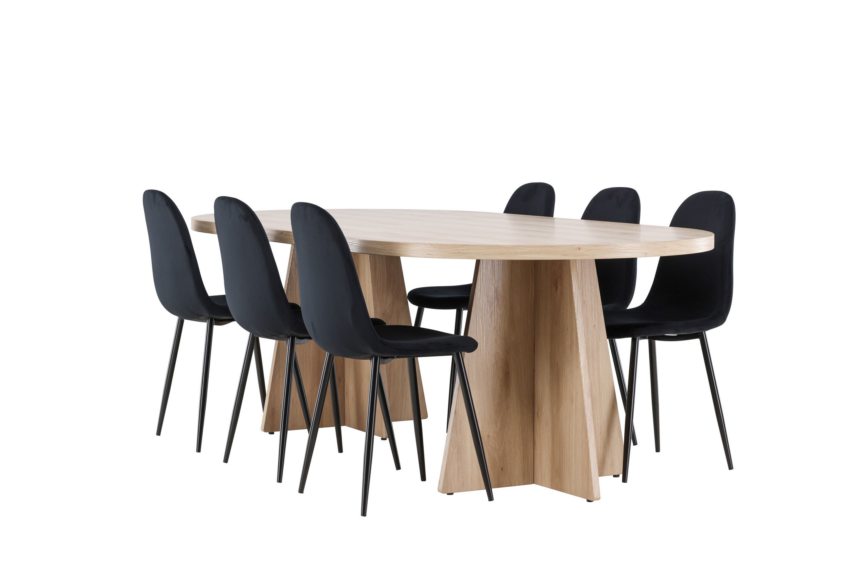 bootcut matgrupp 230 cm rektangulär med 6 polar stolar - whitewash/svart