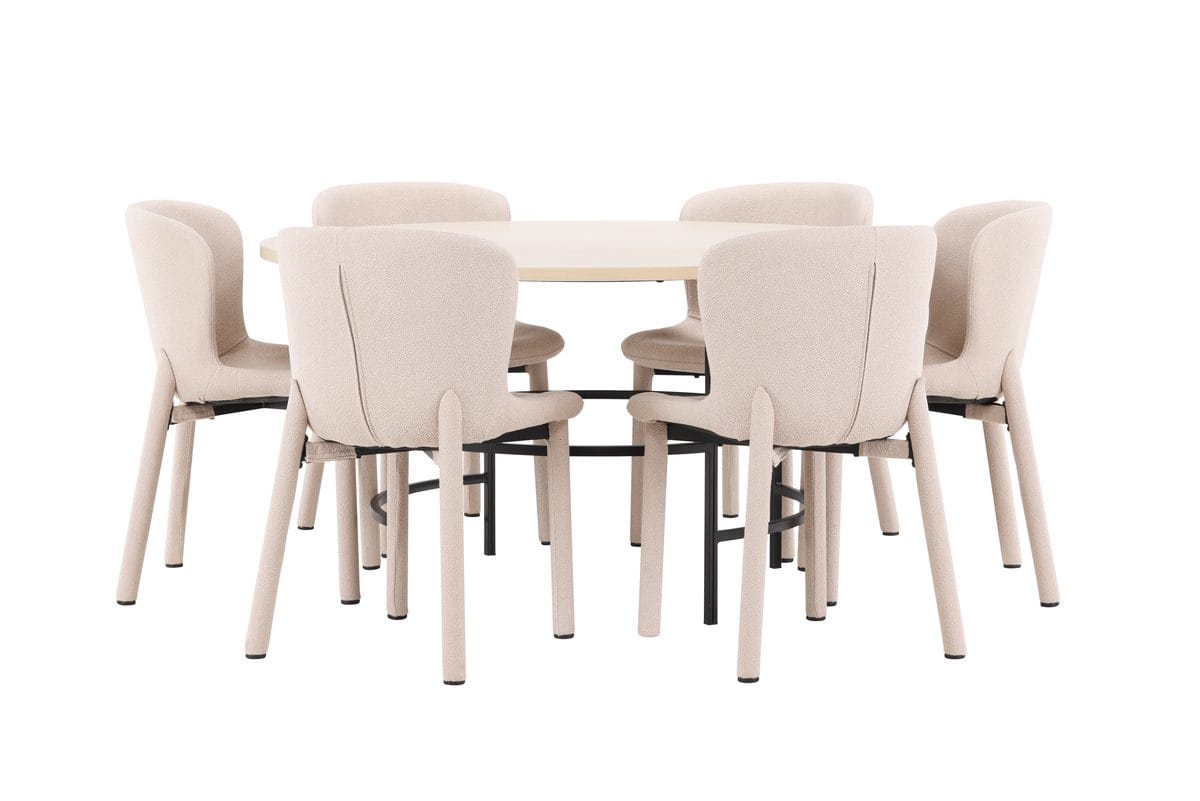 Copenhagen Matbord 140 cm Rund med 6 Astoria Matstol -