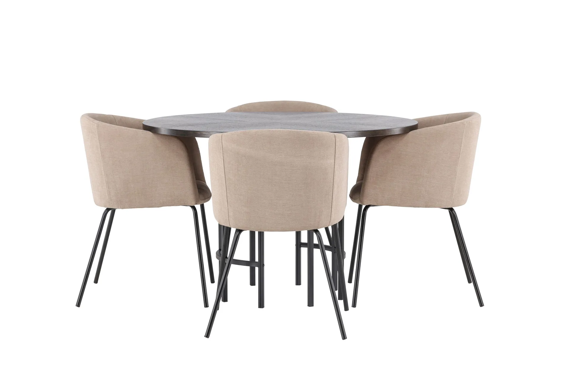 Copenhagen Matgrupp 115 cm Rund med 4 Berit stolar - Beige
