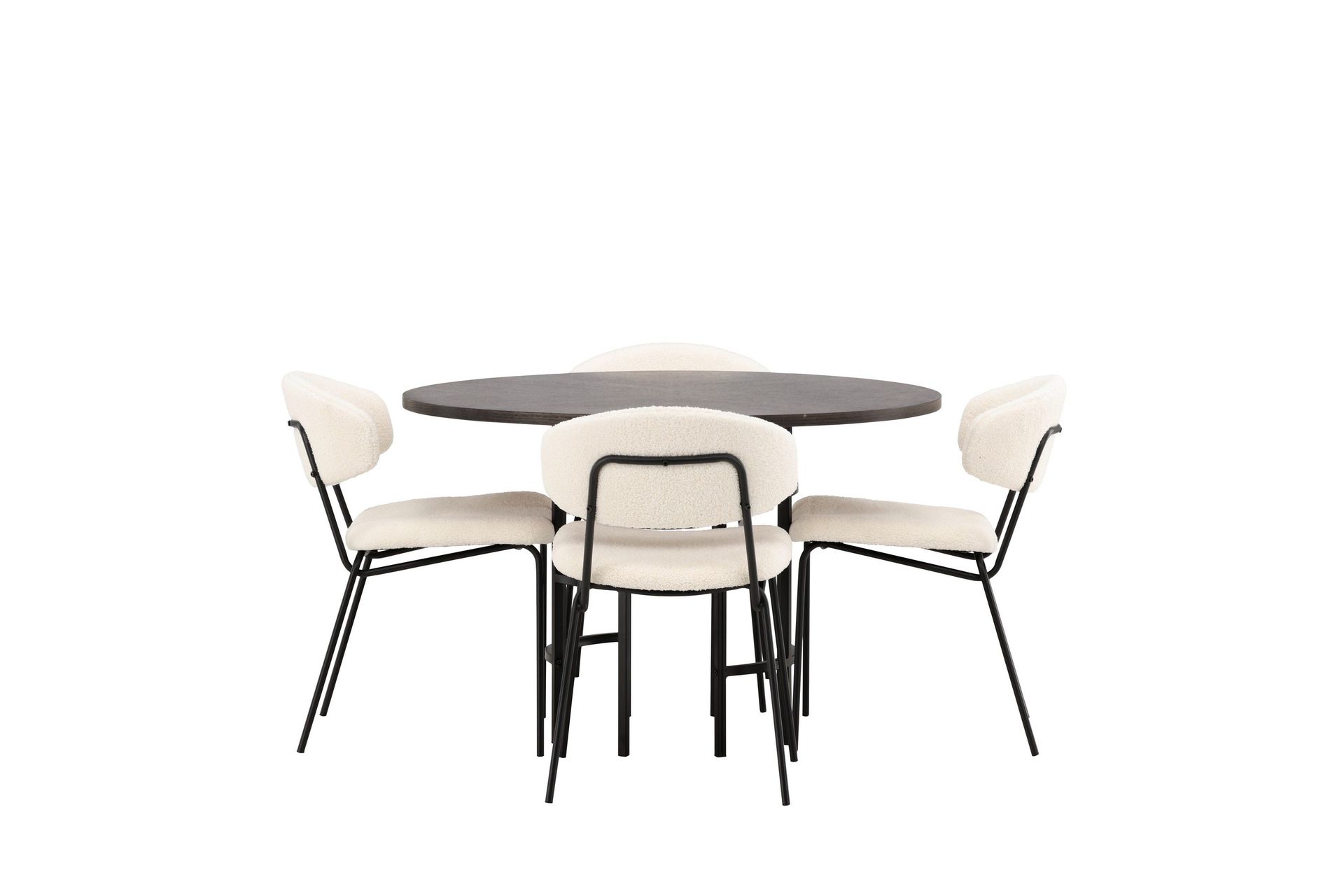 Copenhagen Matgrupp 115 cm Rund med 4 Chico Stolar - Svart