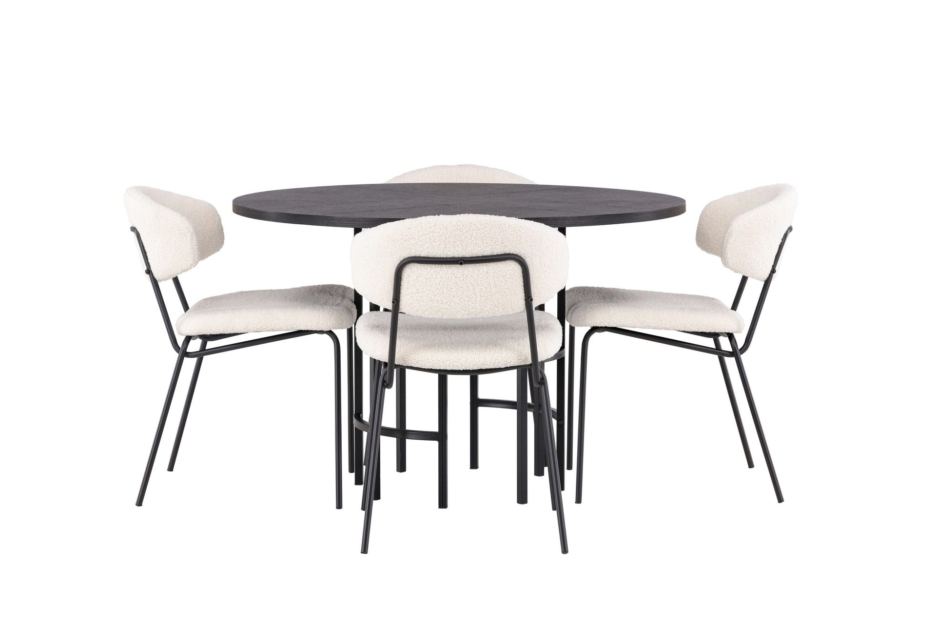 Copenhagen Matgrupp 115 cm Rund med 4 Chico Stolar - Svart