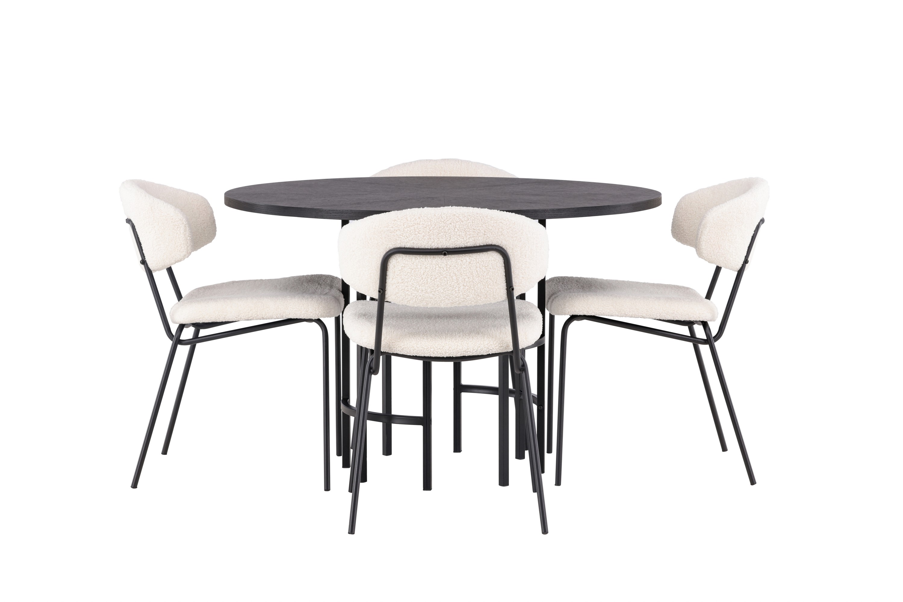 copenhagen matgrupp 115 cm rund med 4 chico stolar - svart
