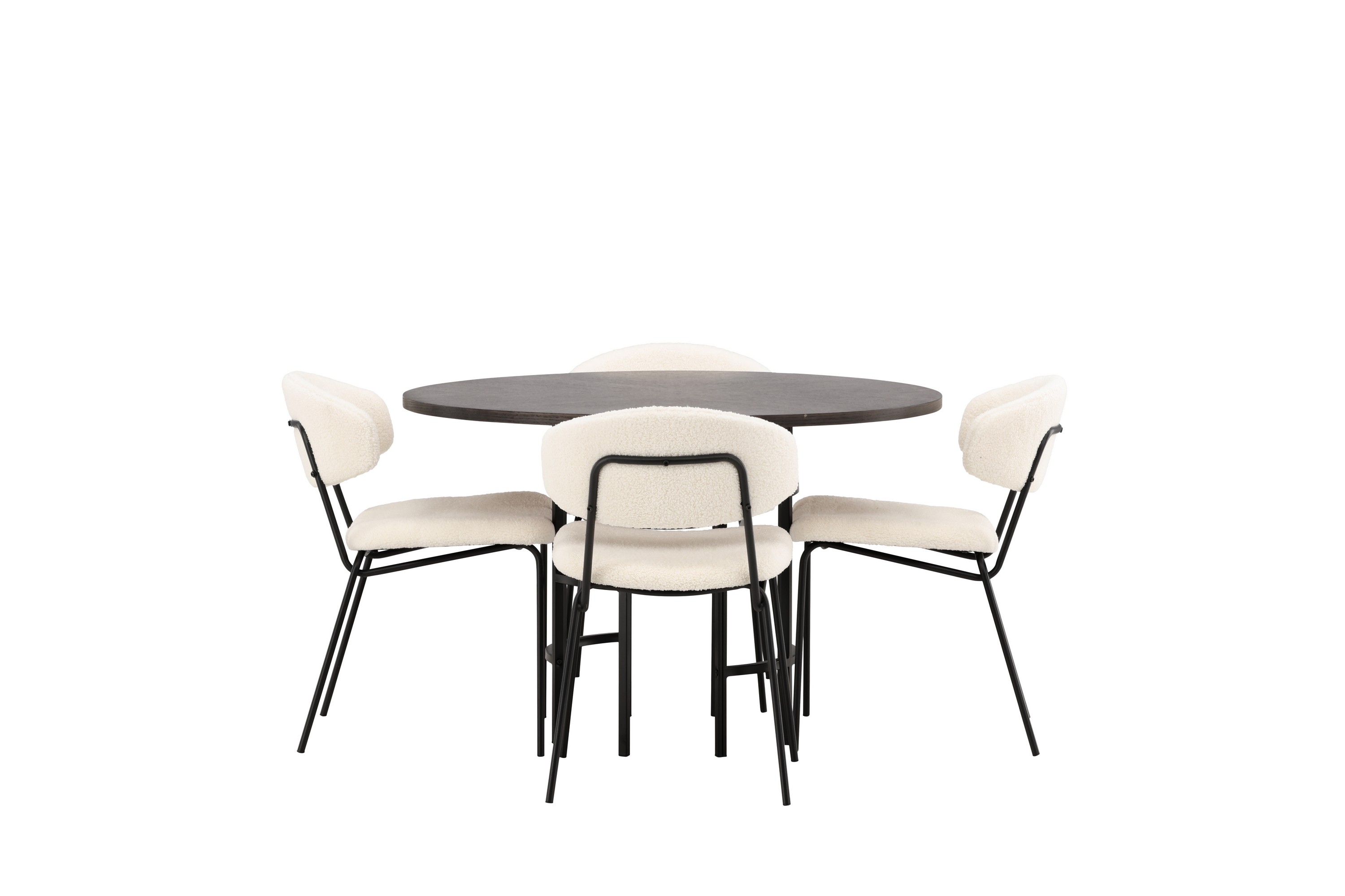 Copenhagen Matgrupp 115 cm Rund med 4 Chico Stolar Svart