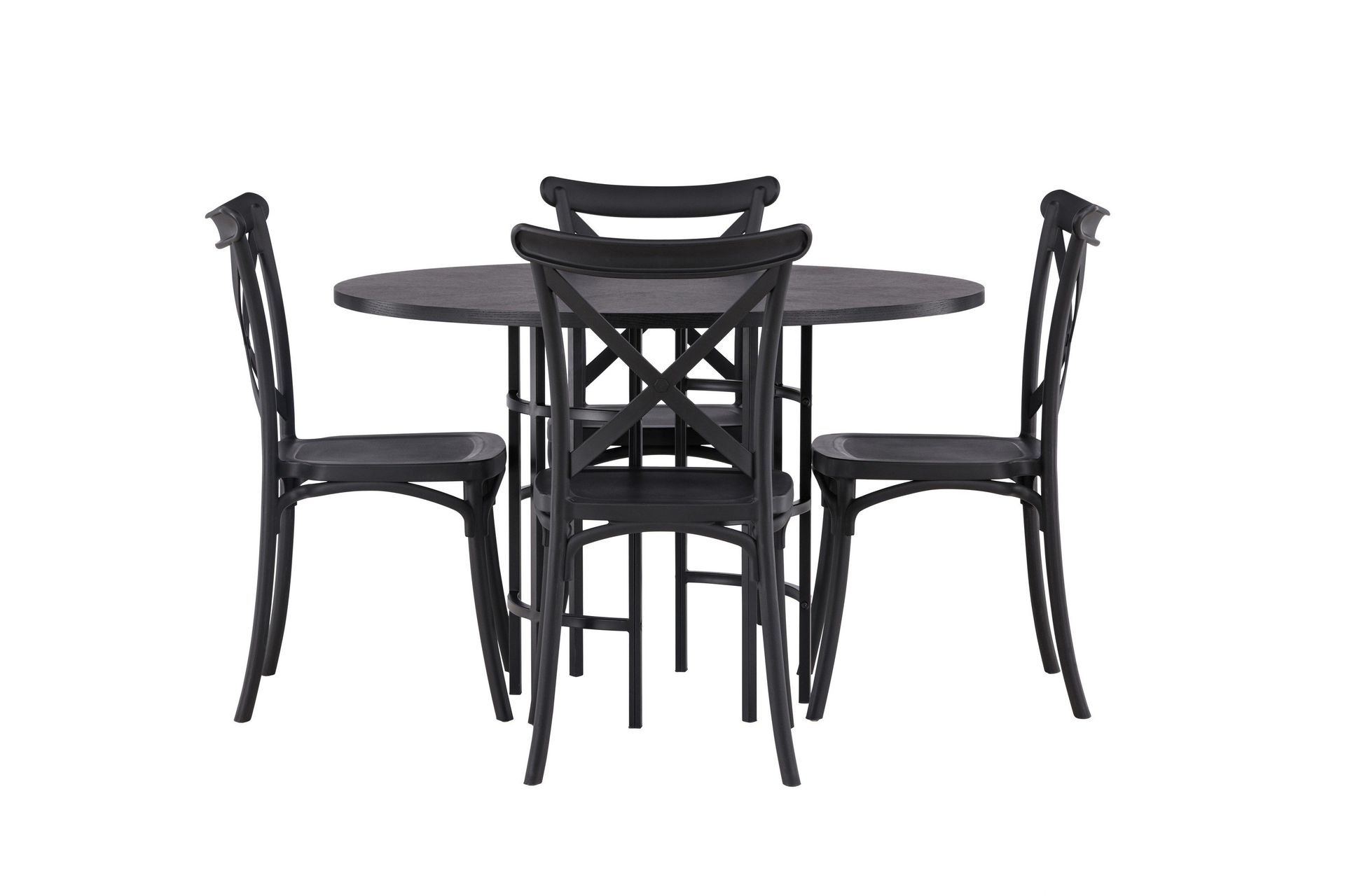 Copenhagen Matgrupp 115 cm Rund med 4 Crosett stolar - Svart
