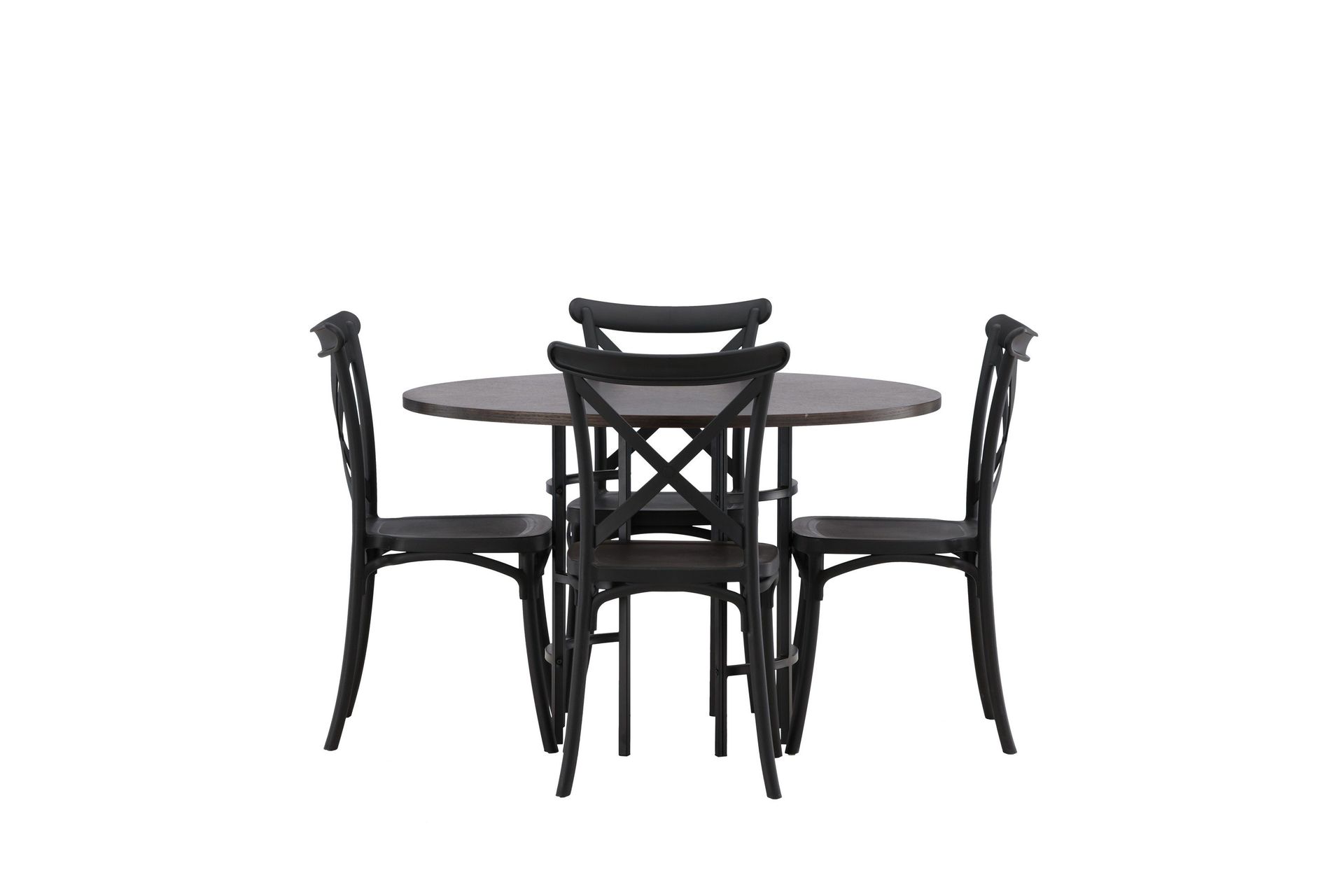 Copenhagen Matgrupp 115 cm Rund med 4 Crosett stolar - Svart
